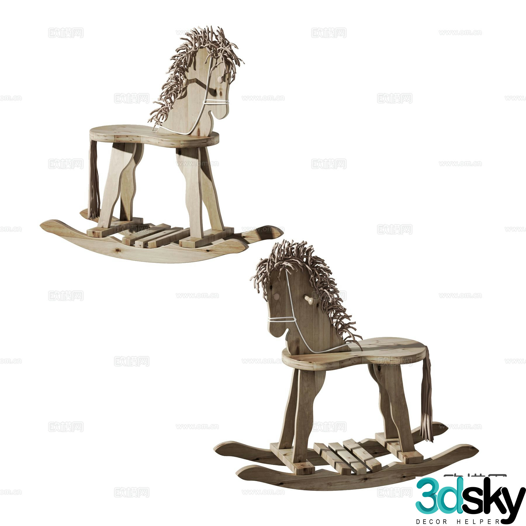 Children’s stool wooden horse stool rocking chair 3d model