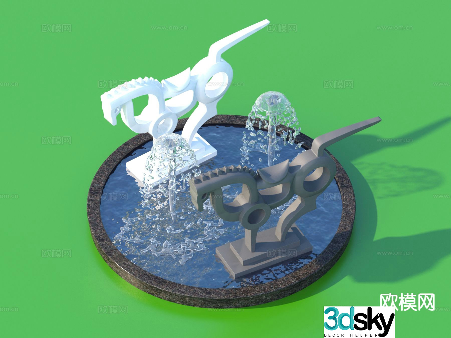 Urban sculpture water fountain landscape sculpture 3d model