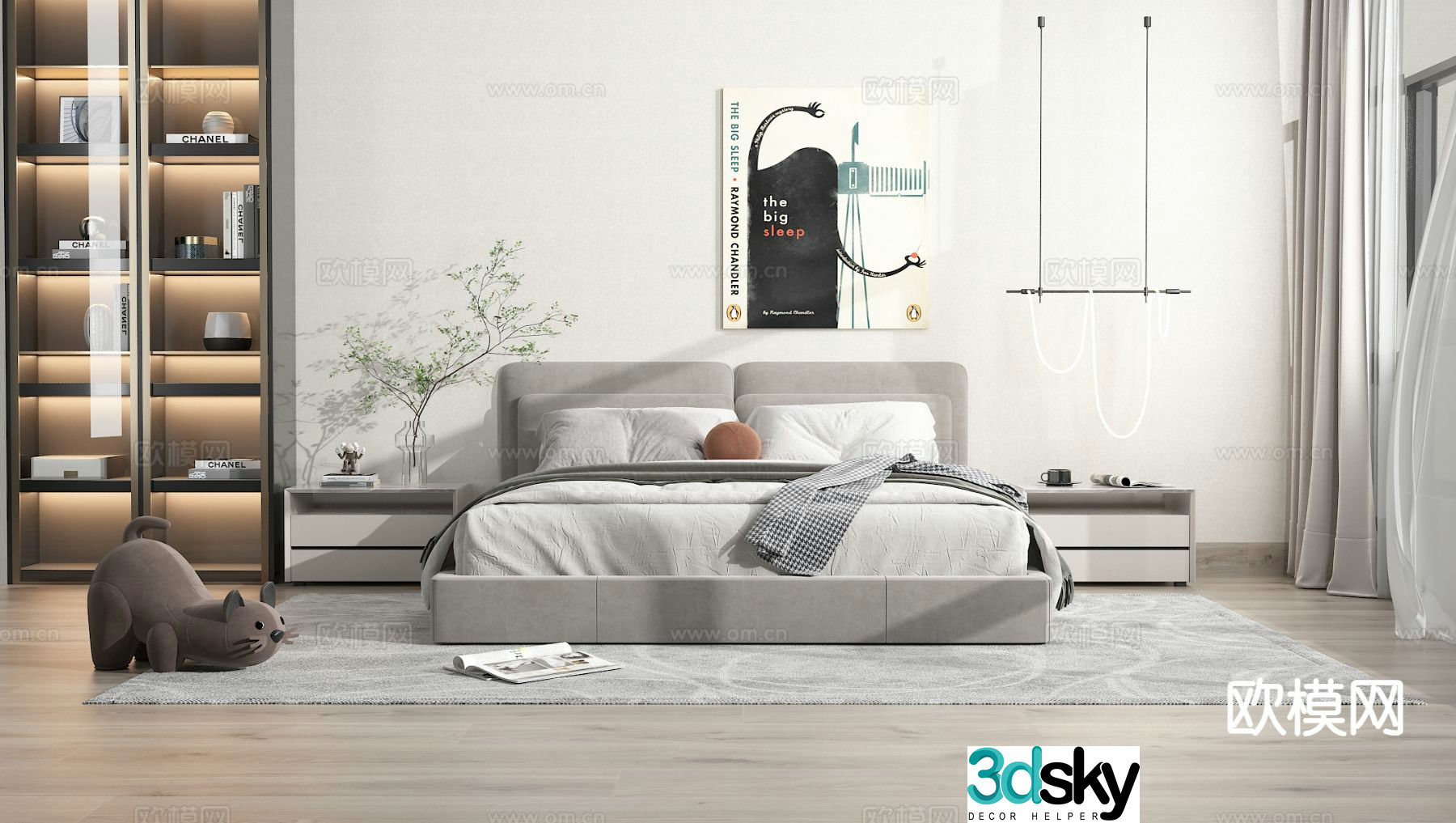 Modern double bed 3d model