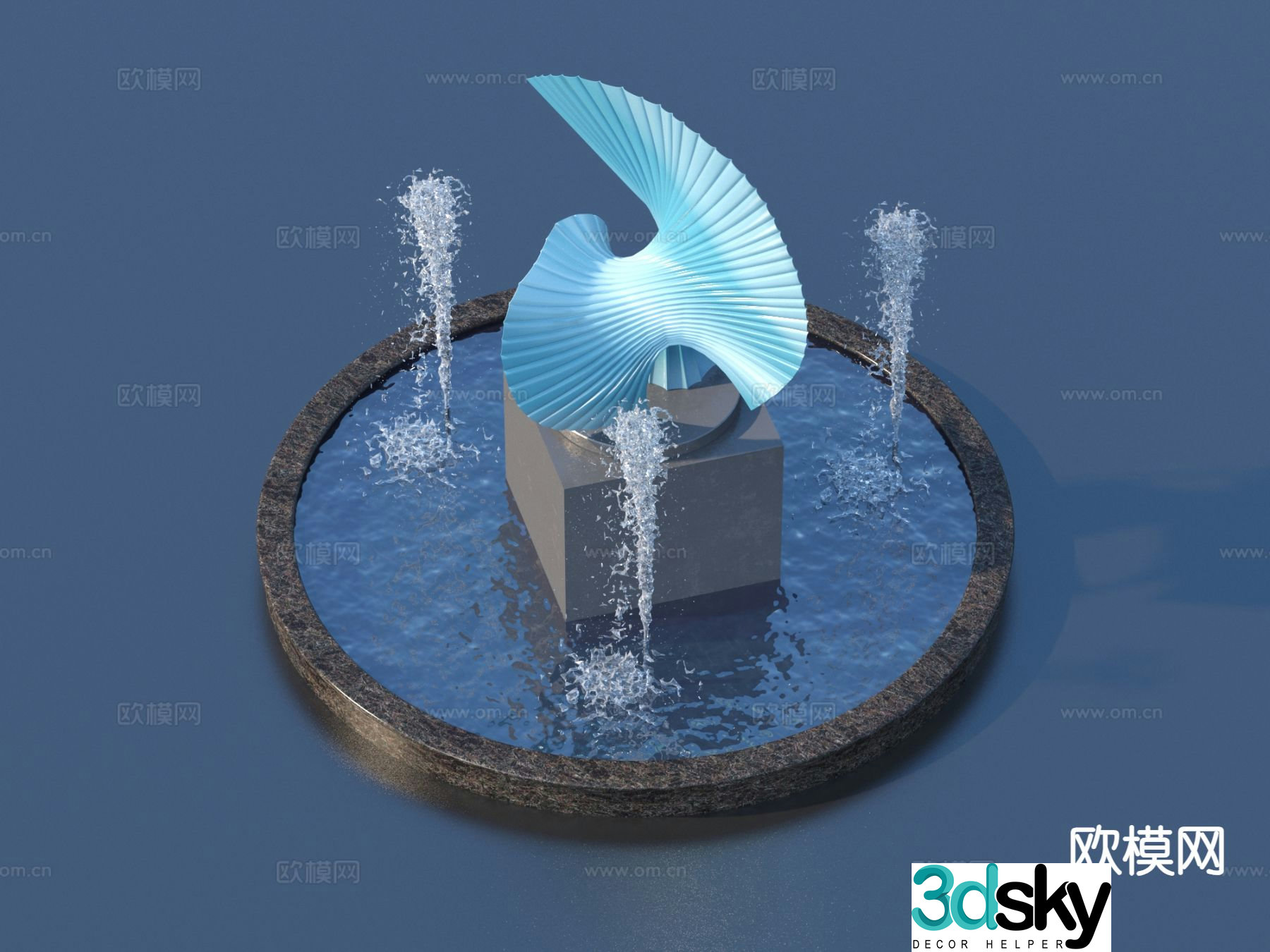 Urban sculpture water fountain landscape sculpture 3d model
