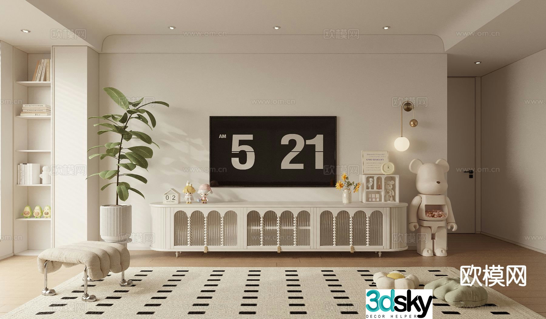 Creamy air TV cabinet 3d model