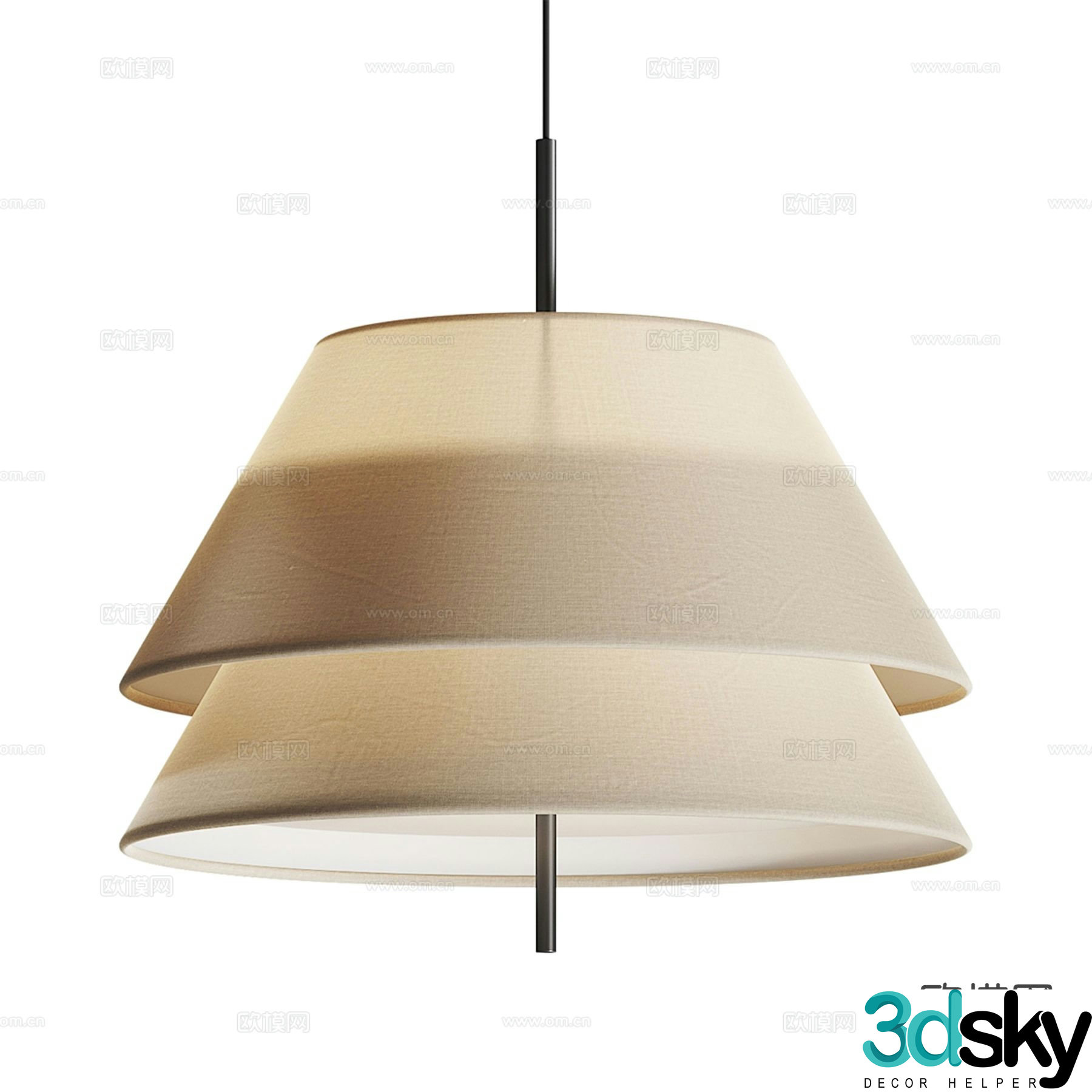 Wabi-sabi chandelier double layer chandelier 3d model
