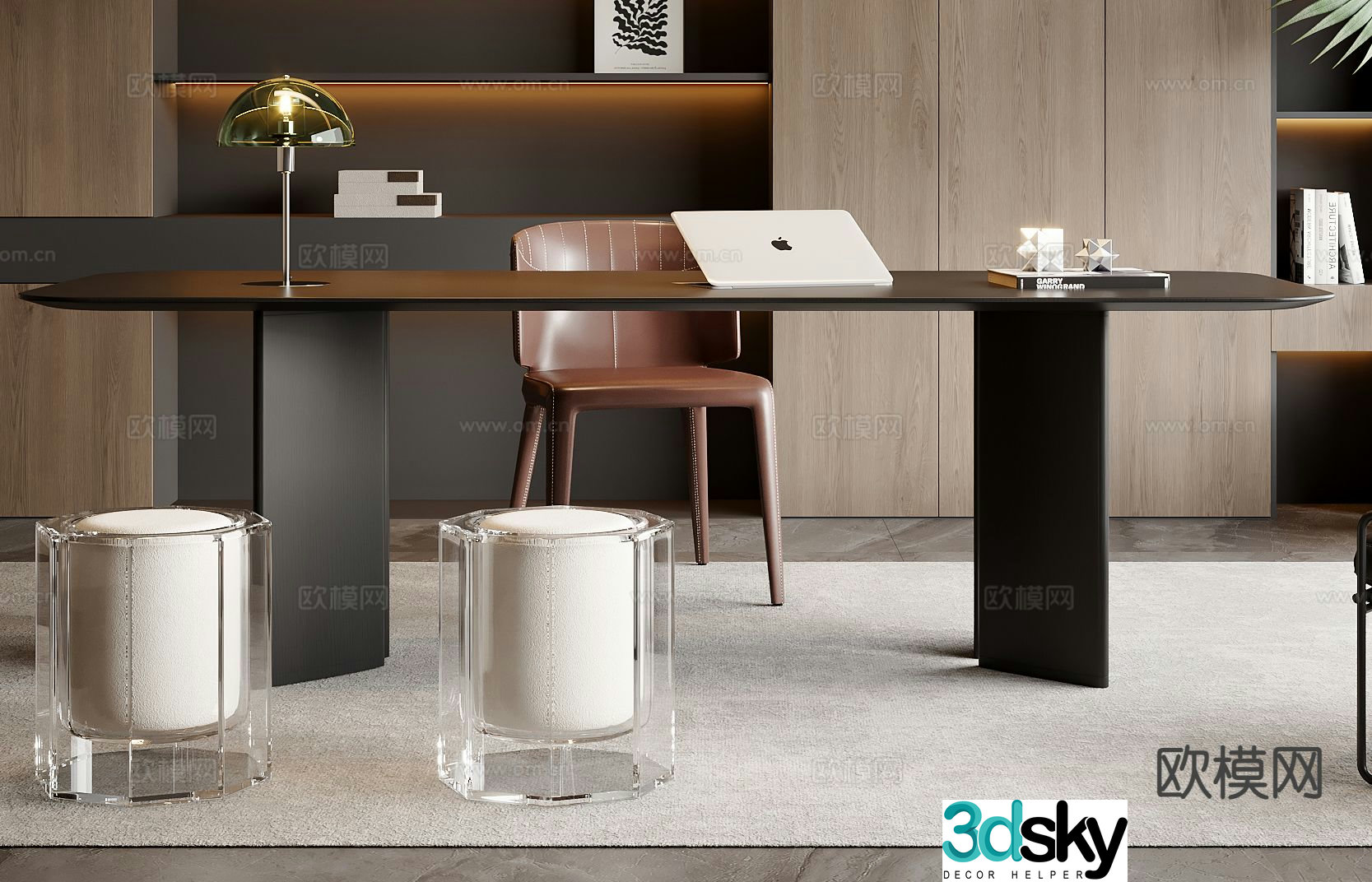 Italian desk writing desk 3d model