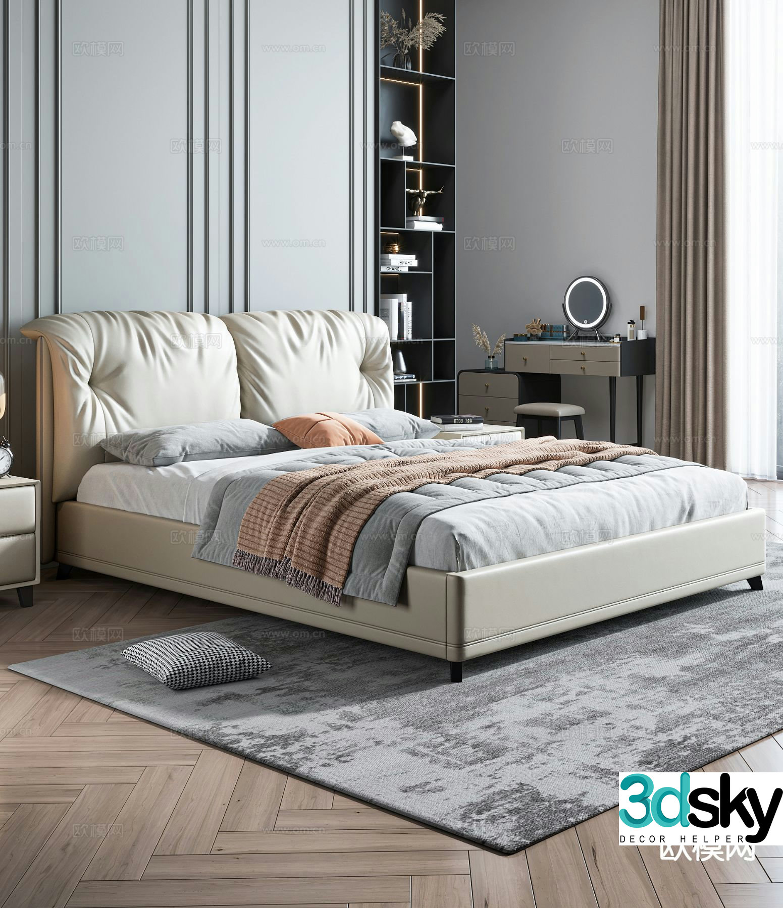 Modern double bed 3d model