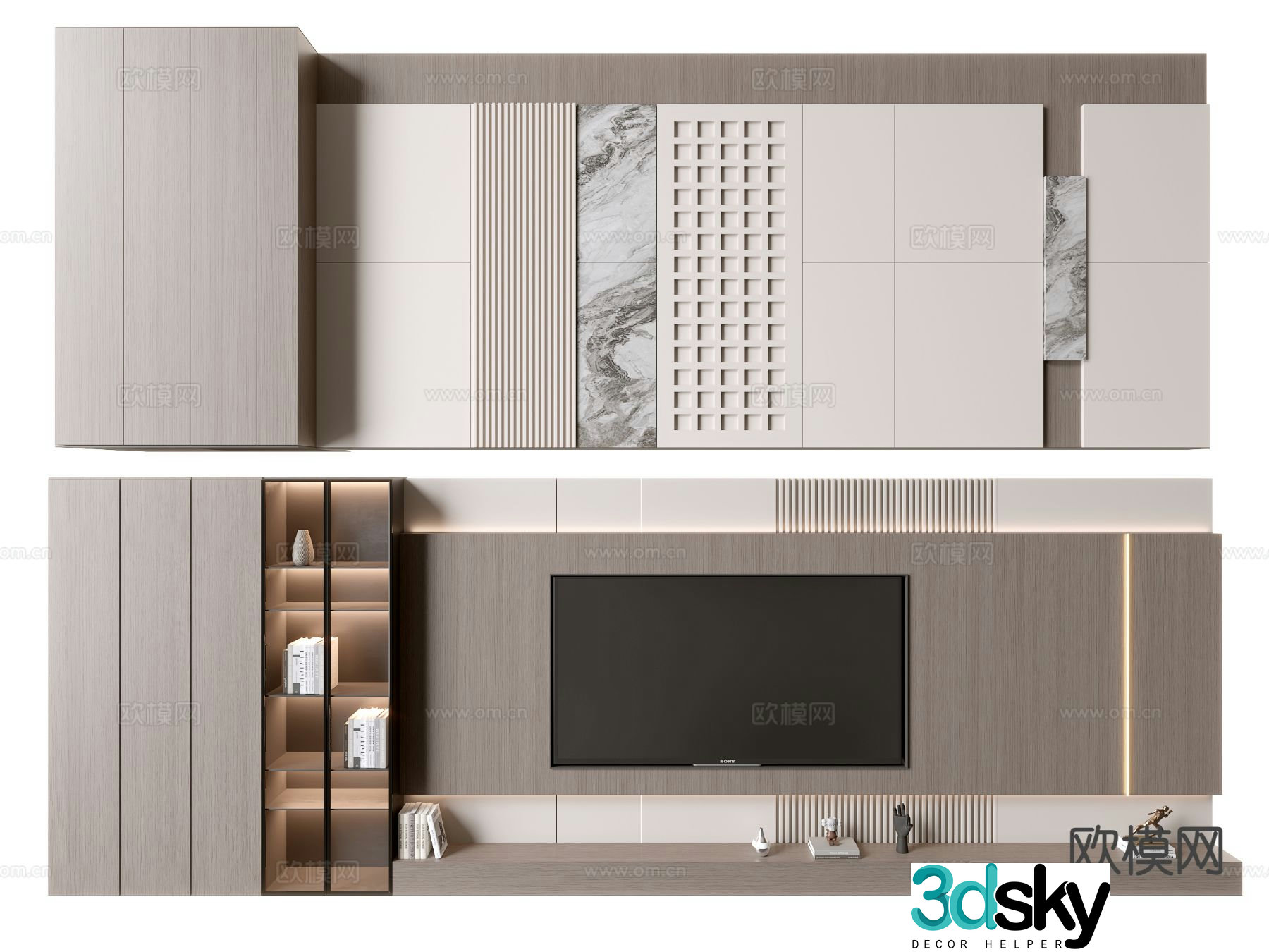 Modern TV background wall 3d model