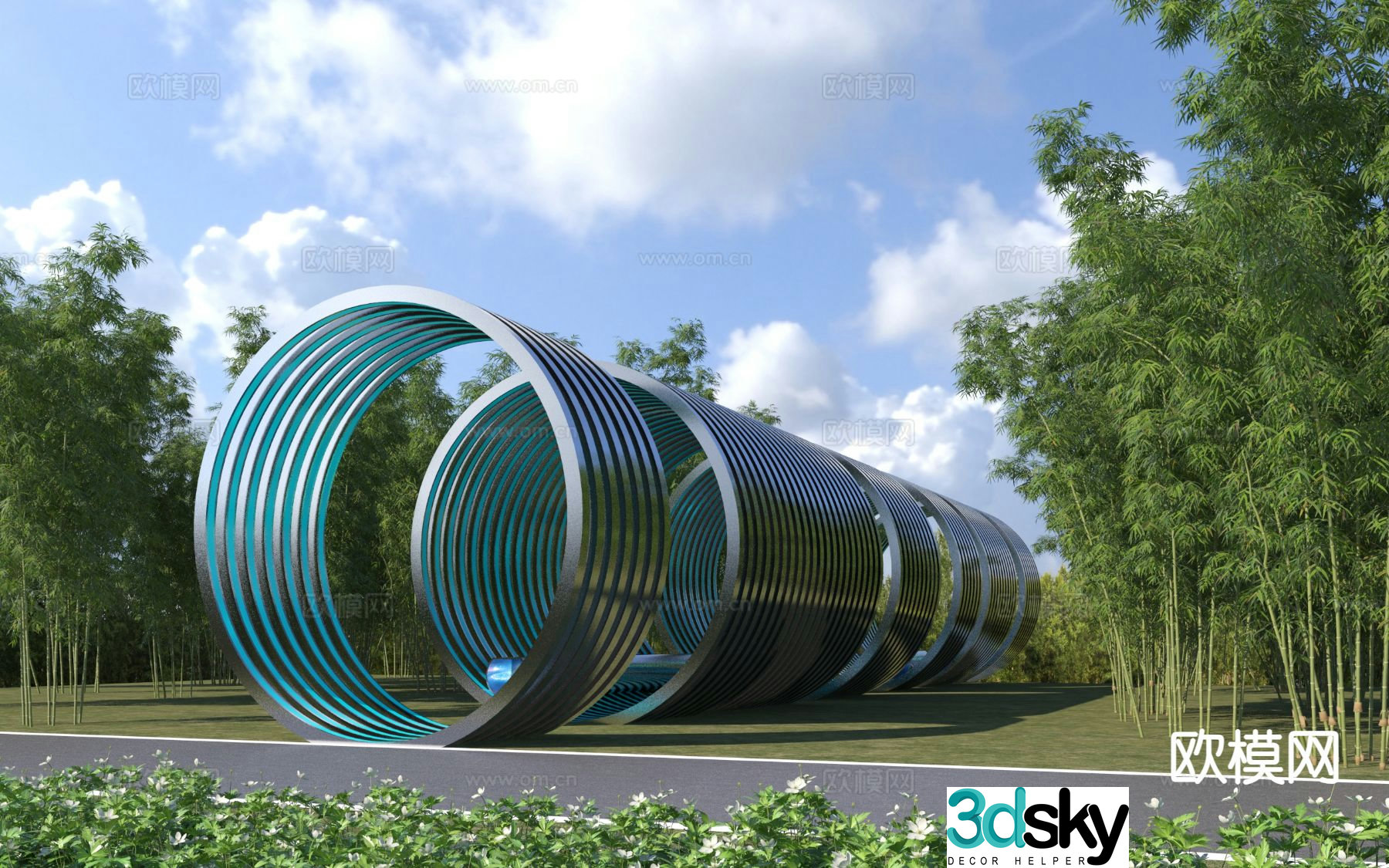 Circular gallery leisure gallery 3D model