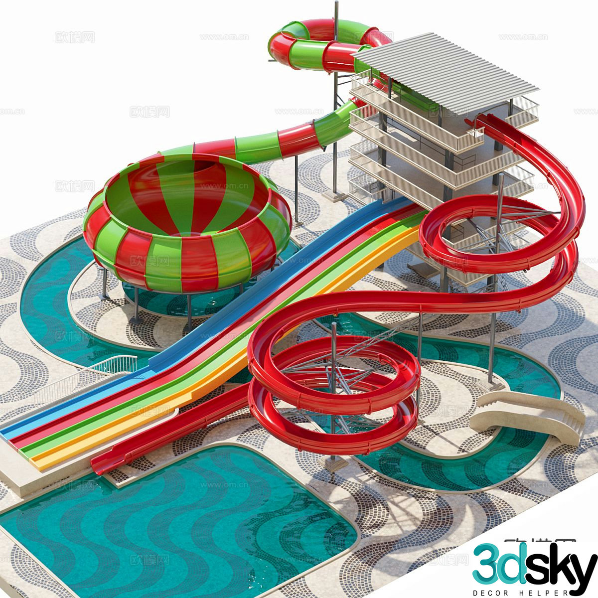 Amusement facilities water slide 3d model