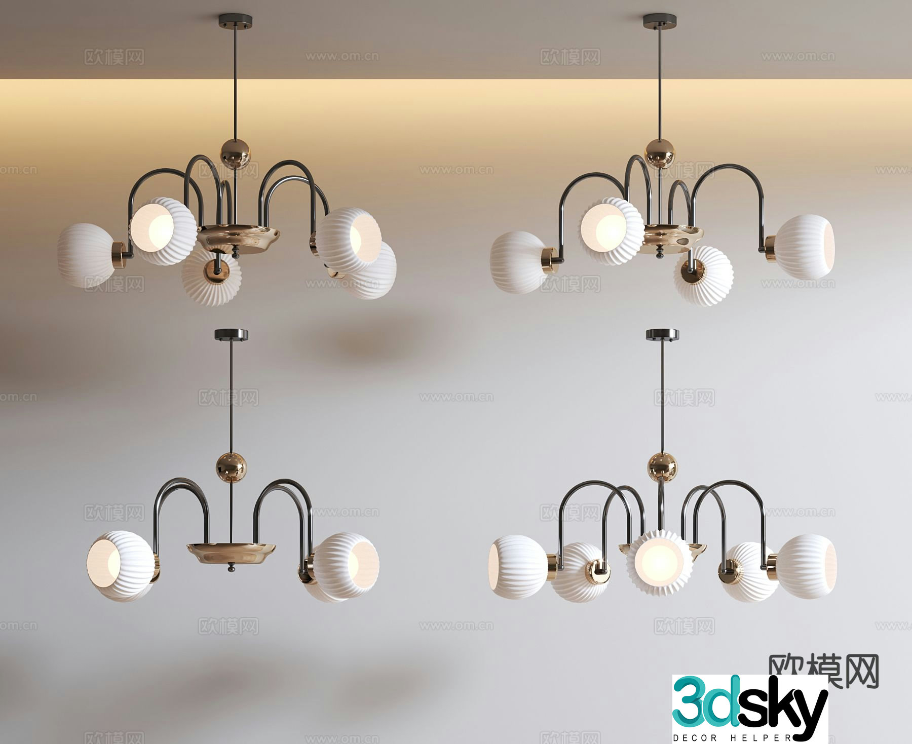 French chandelier multi-head chandelier 3d model