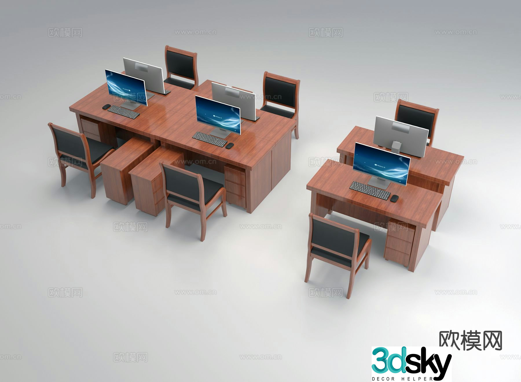 Chinese desk work station 3d model