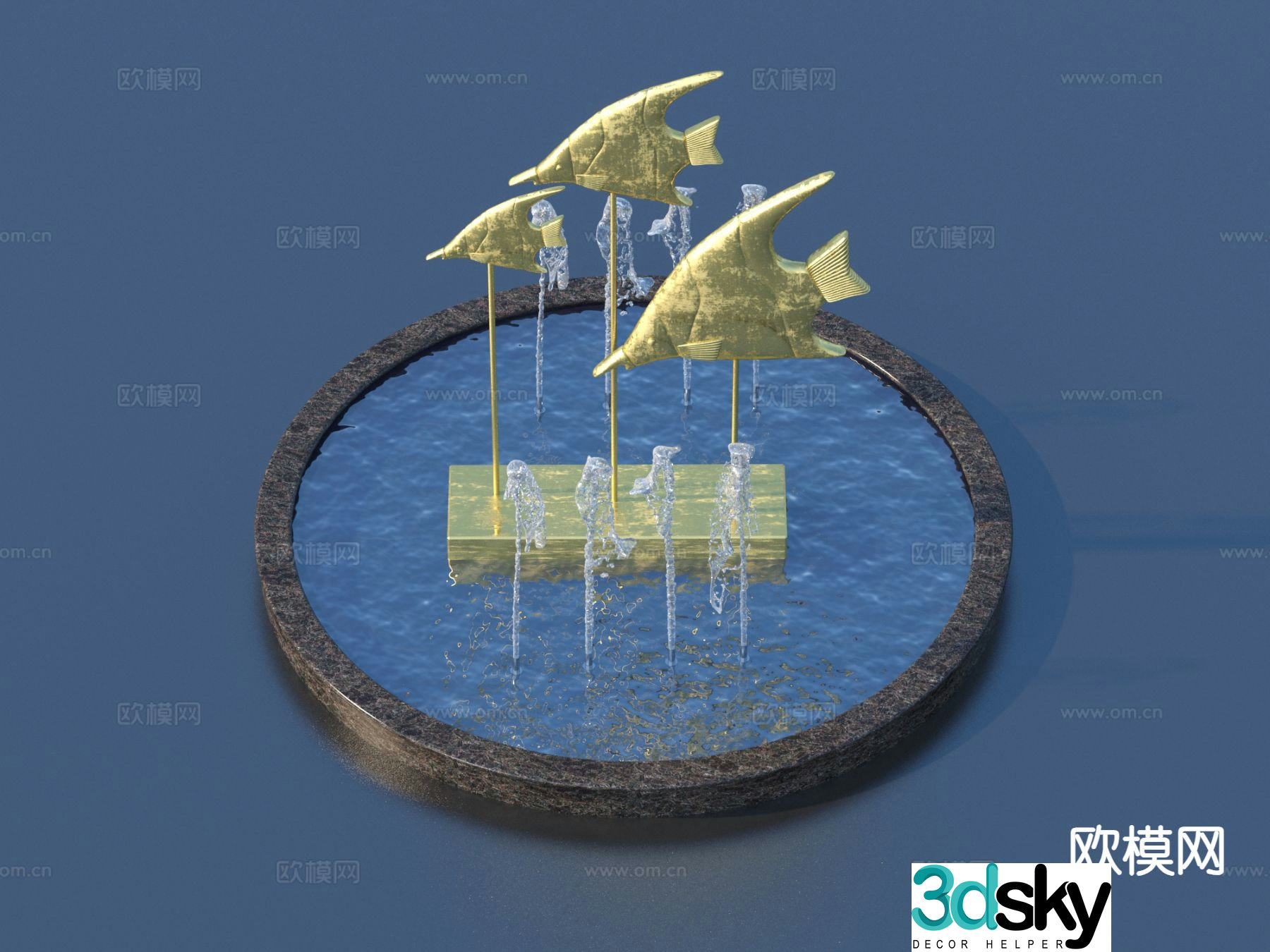 Urban sculpture water fountain landscape sculpture 3d model