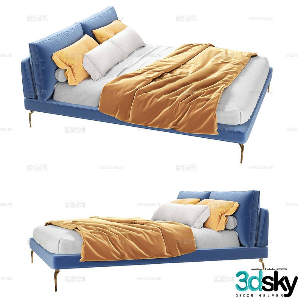 Modern double bed 3d model
