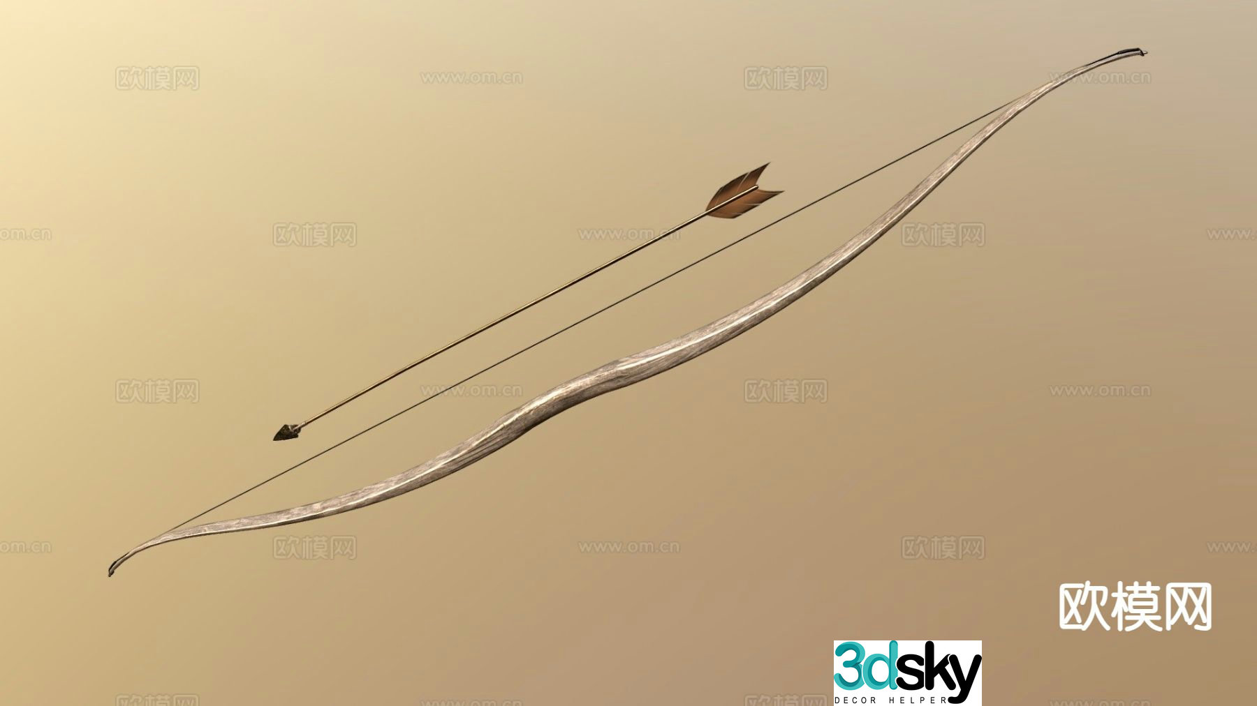 bow and arrow weapon longbow 3d model