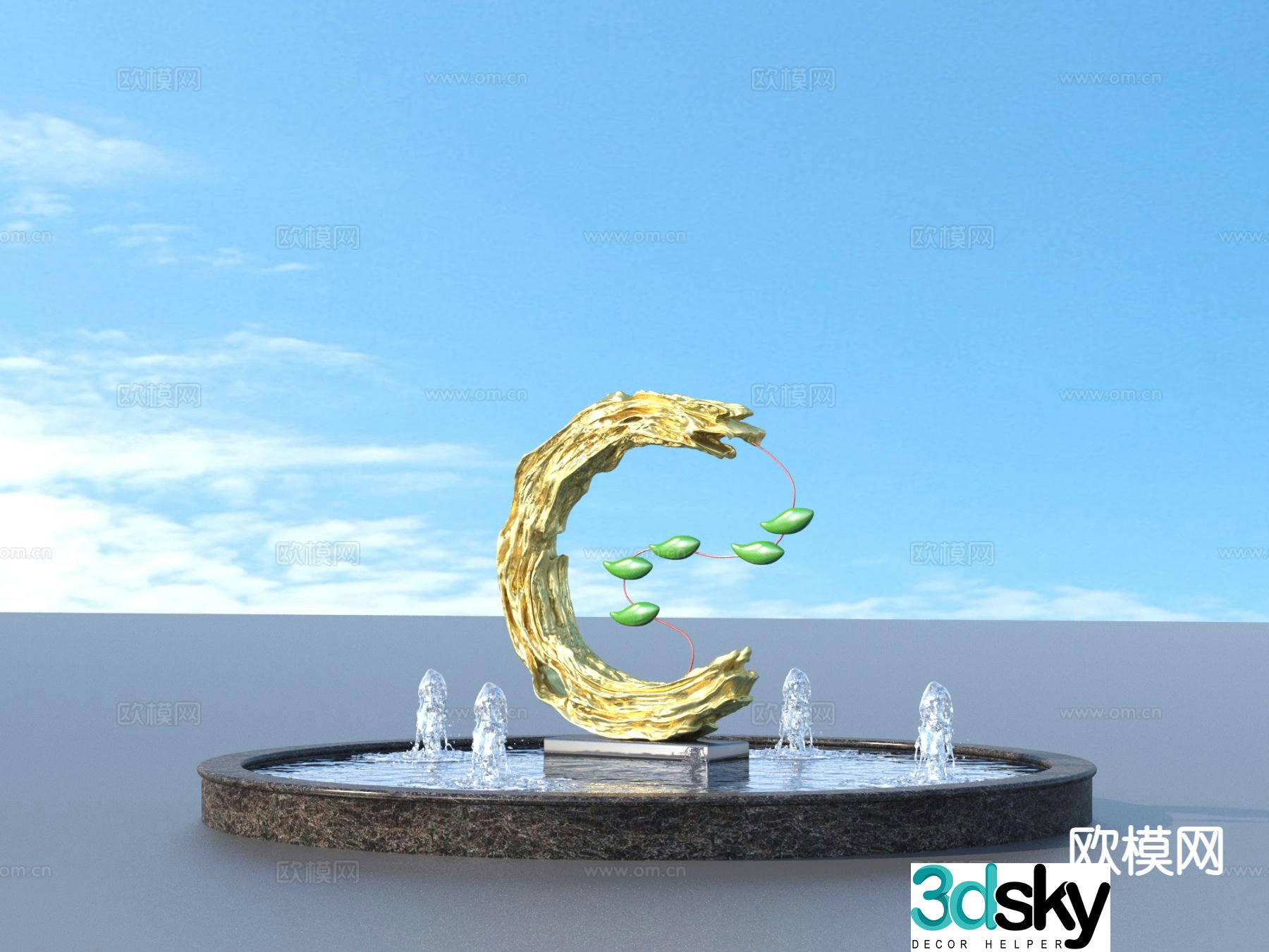 Urban sculpture water fountain landscape sculpture 3d model