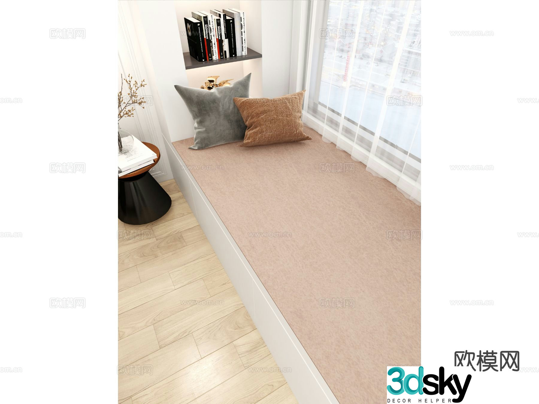 Modern bay window cushion sofa cushion cushion 3d model