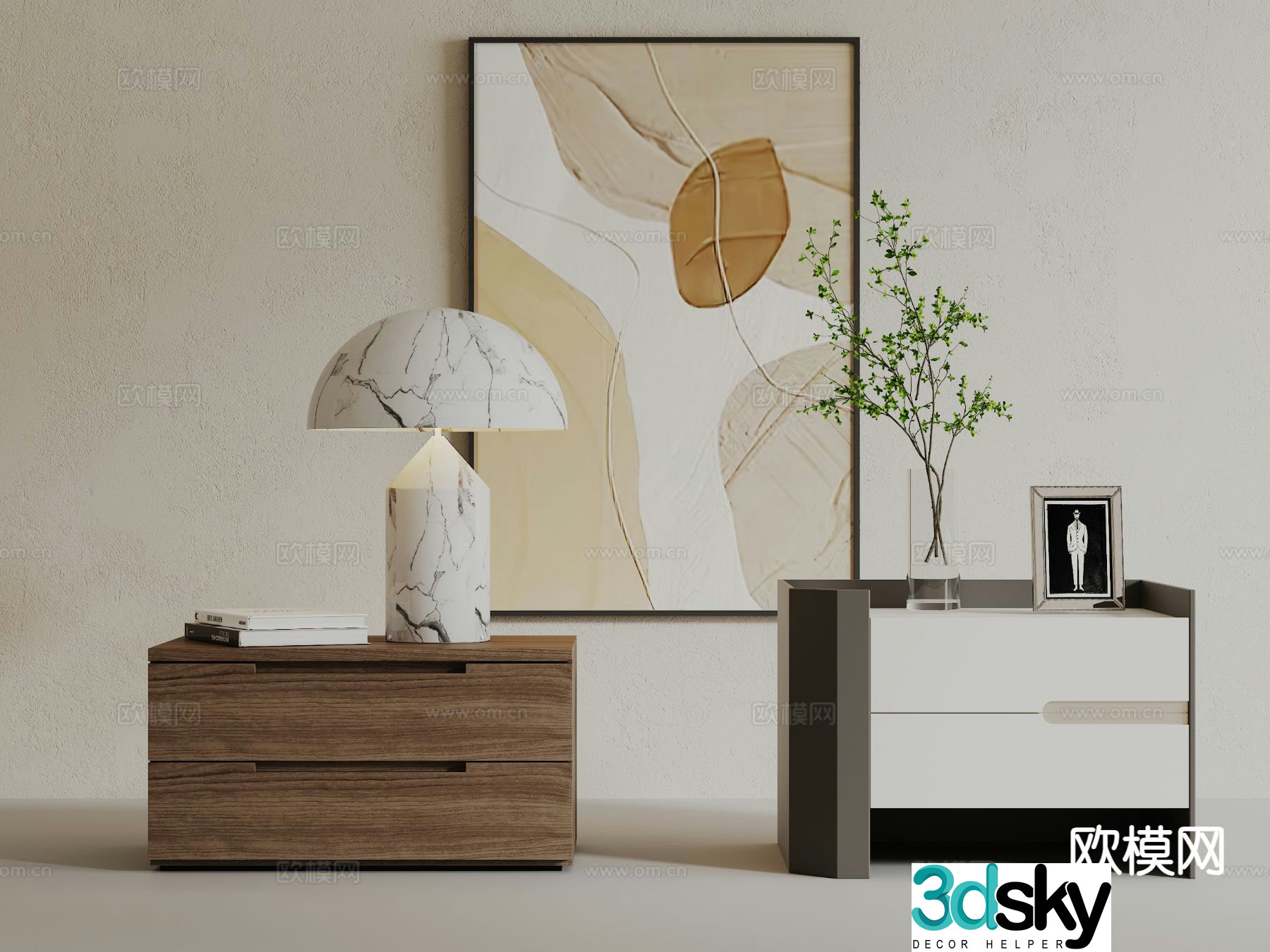 Modern bedside table 3d model
