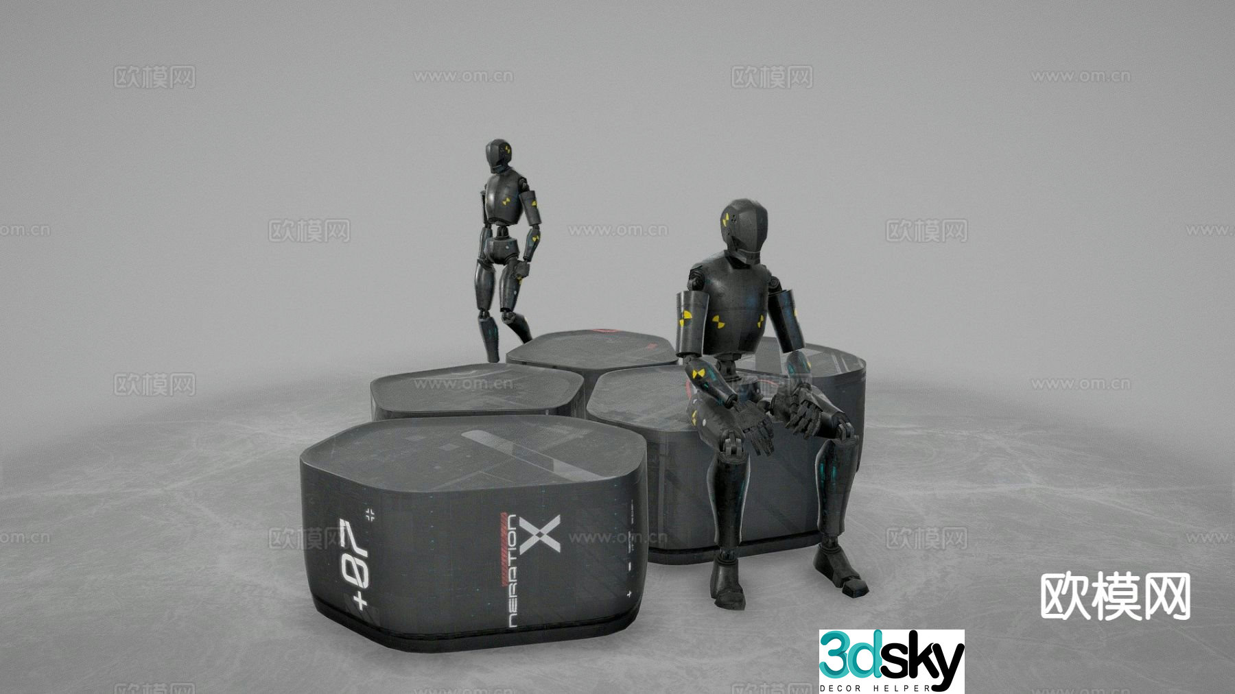 Black seat smart robot 3d model