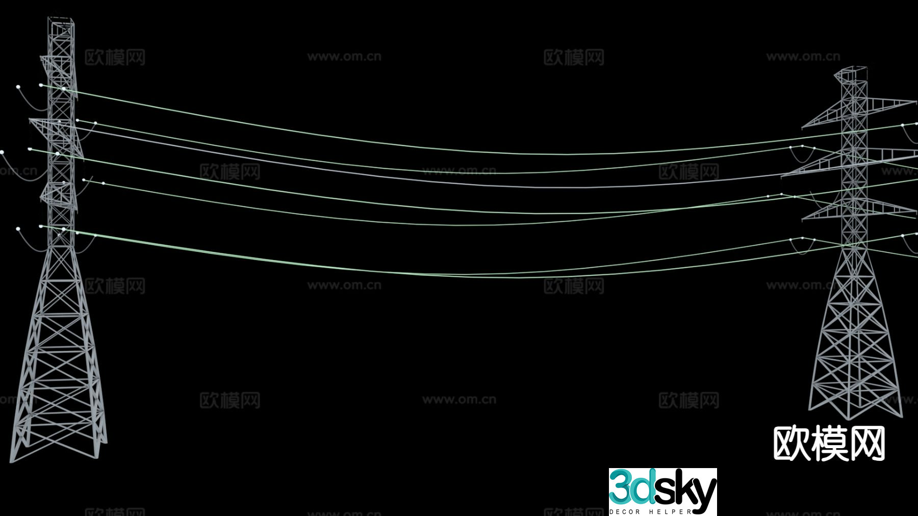 High voltage wire signal tower 3d model