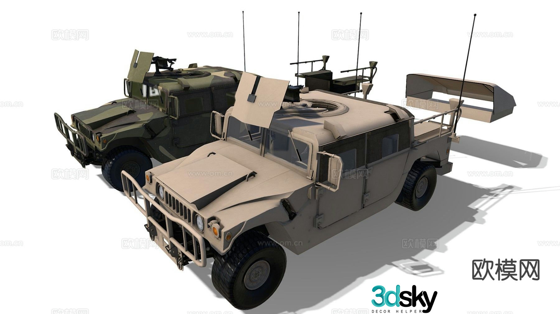 Military jeep transport vehicle armed vehicle 3d model