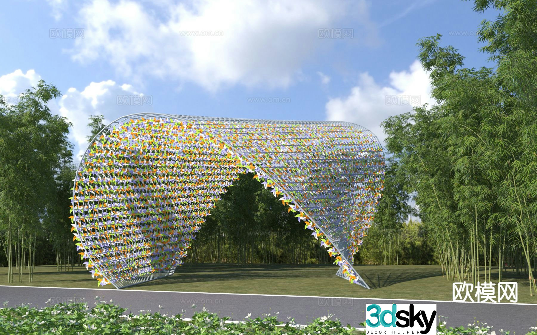Special-shaped gallery landscape gallery 3D model