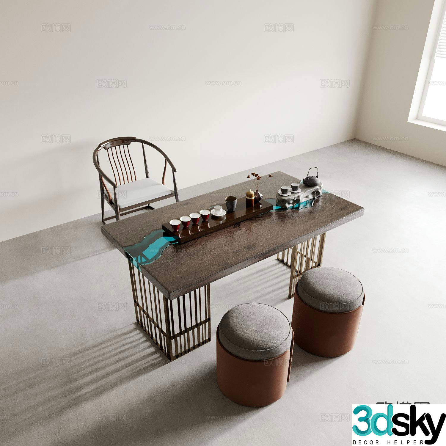 New Chinese style tea table tea table 3d model