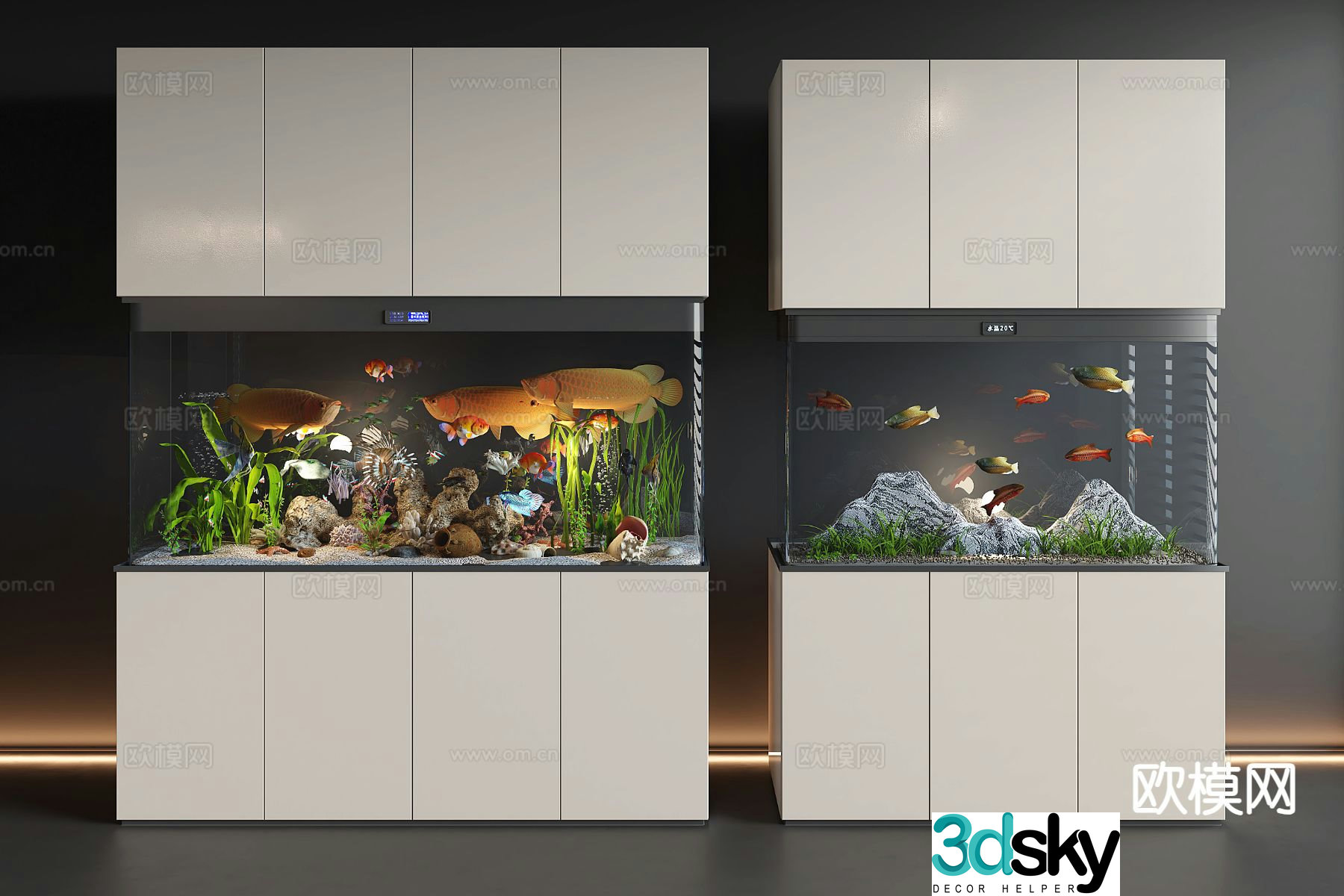 Modern fish tank aquarium 3d model