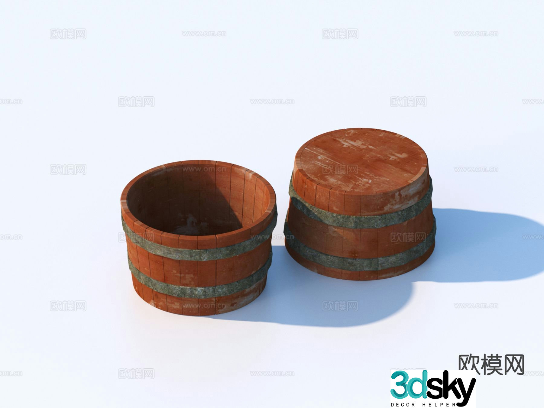 barrel wooden barrel gardening sketch 3d model