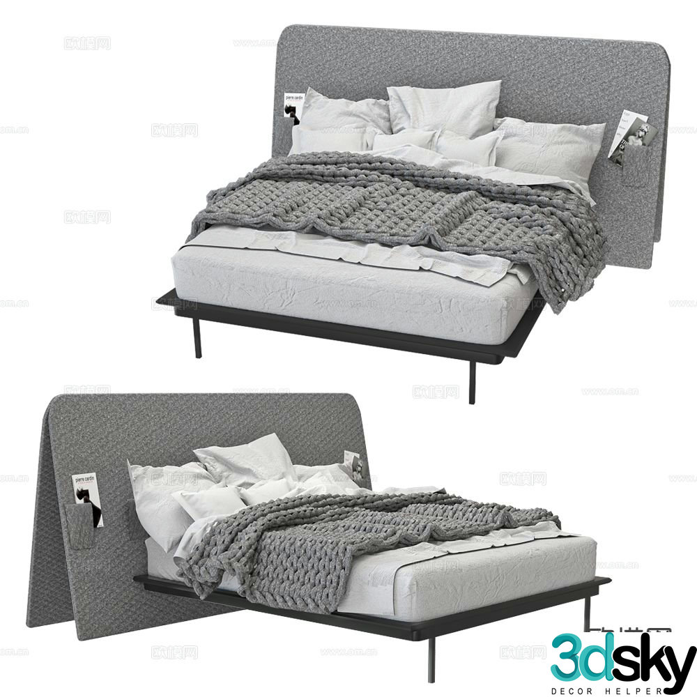 Modern double bed 3d model