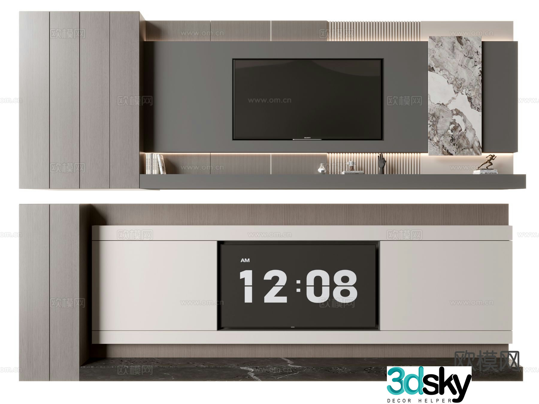 Modern TV background wall 3d model