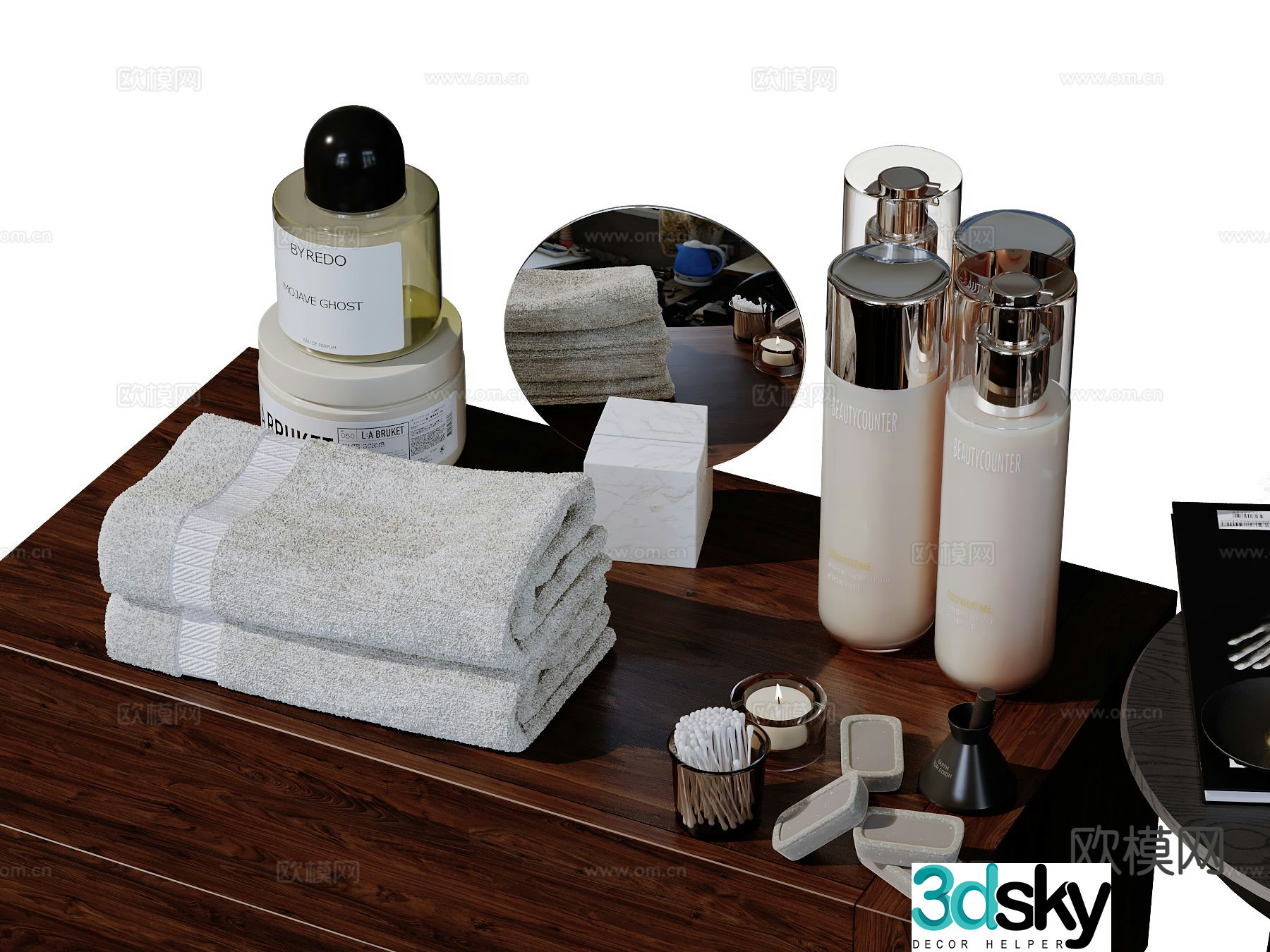 Modern bathroom accessories toiletries detergents 3D model