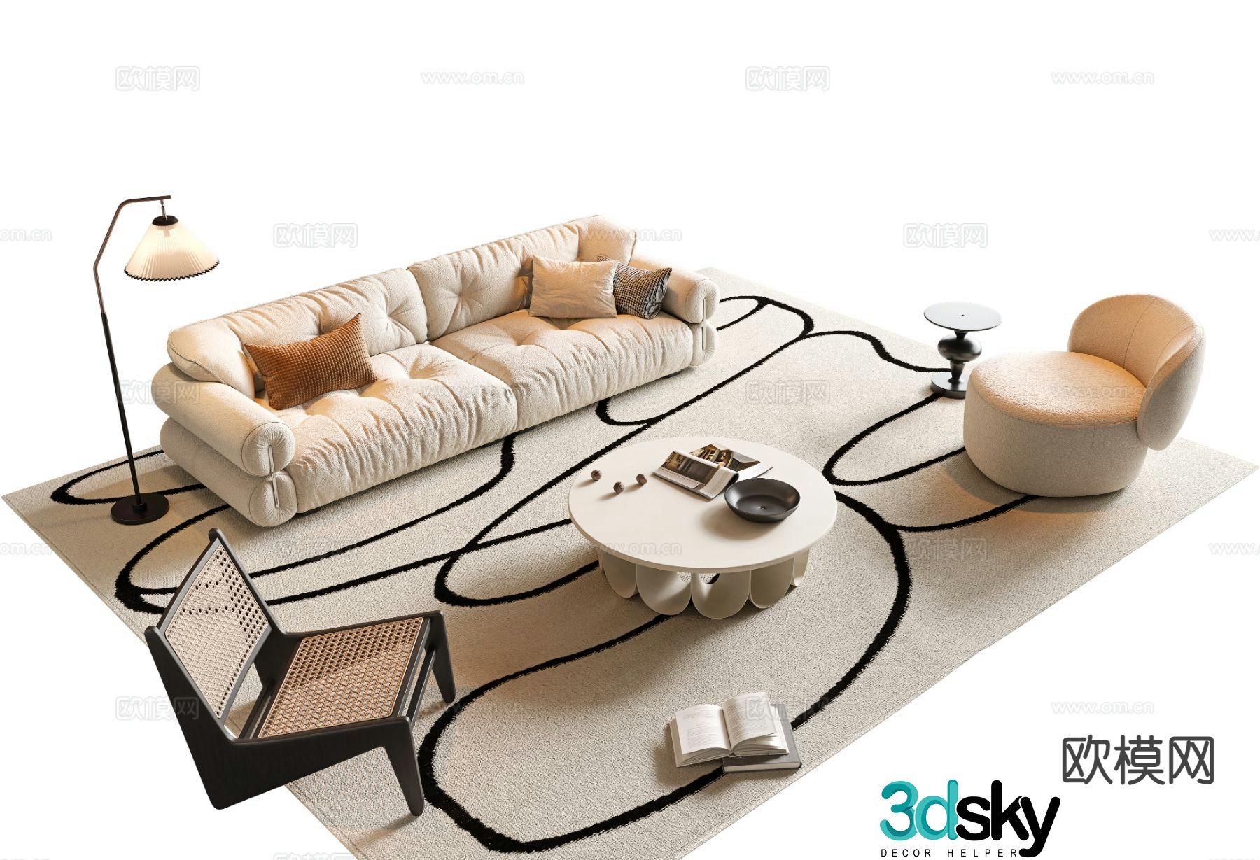 Wabi-sabi style sofa modular sofa 3d model
