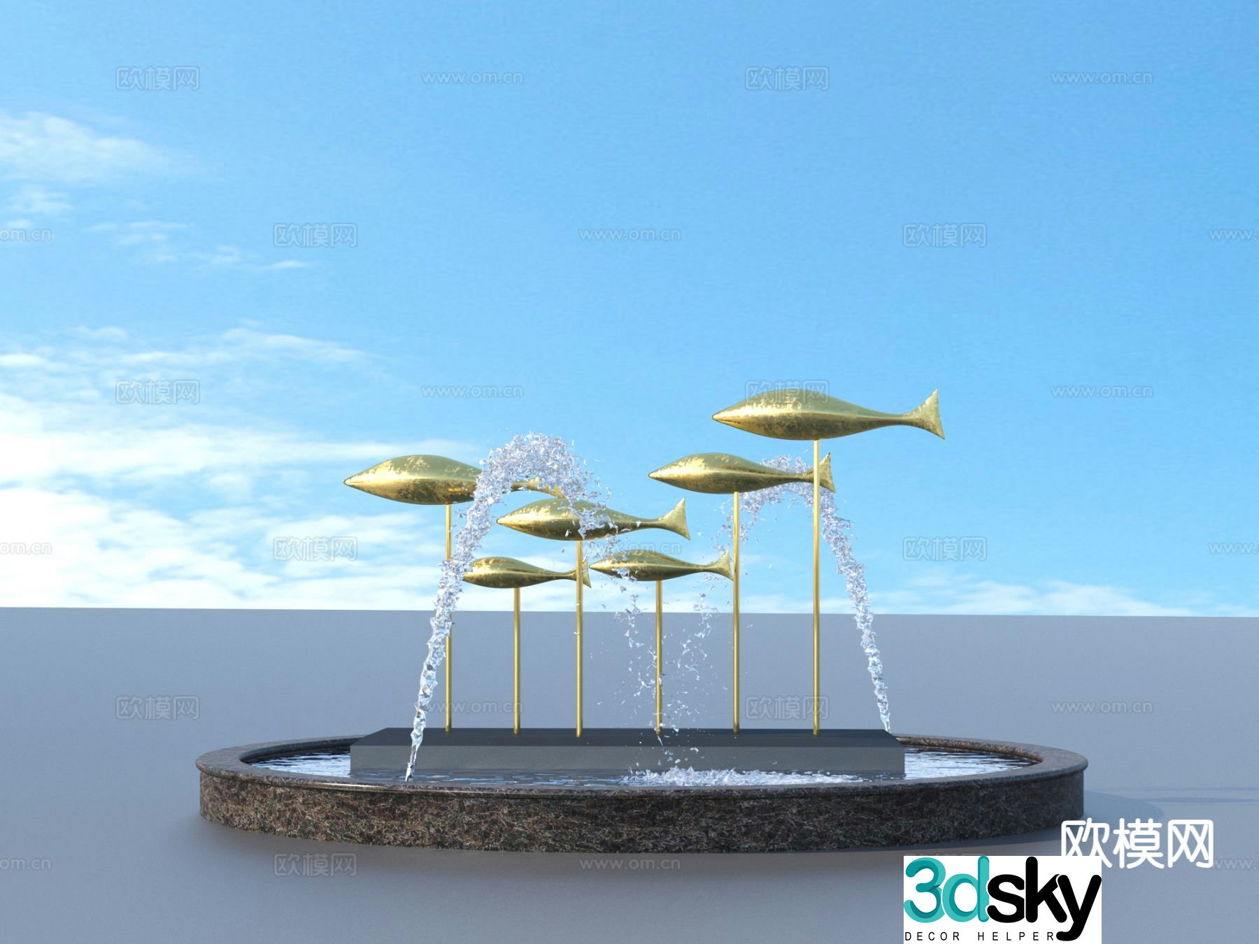 Urban sculpture water fountain landscape sculpture 3d model