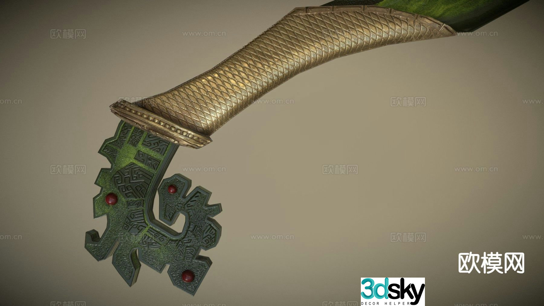 Mysterious weapon jade dagger sword 3d model