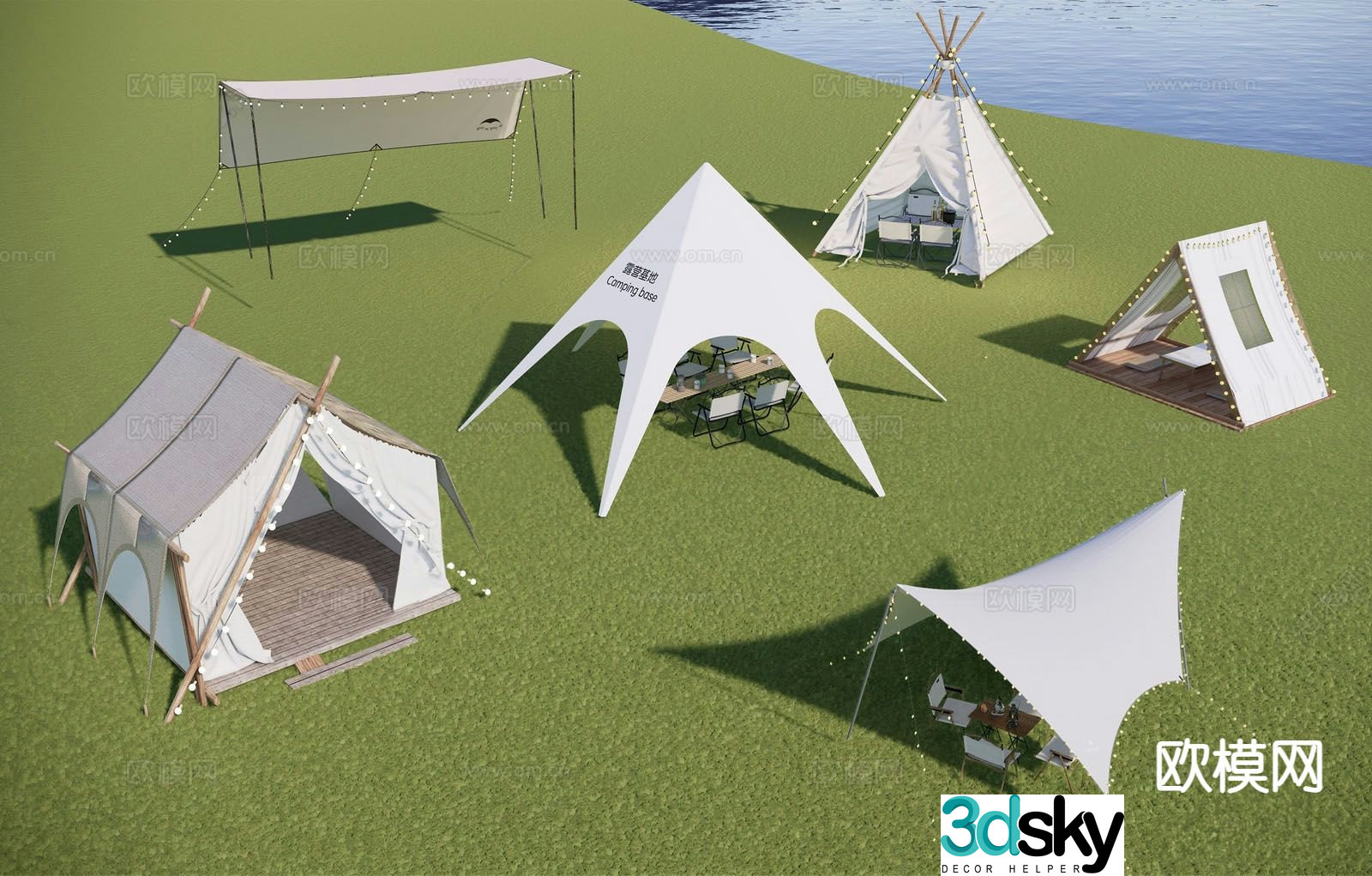 Camping tent triangular tent 3d model