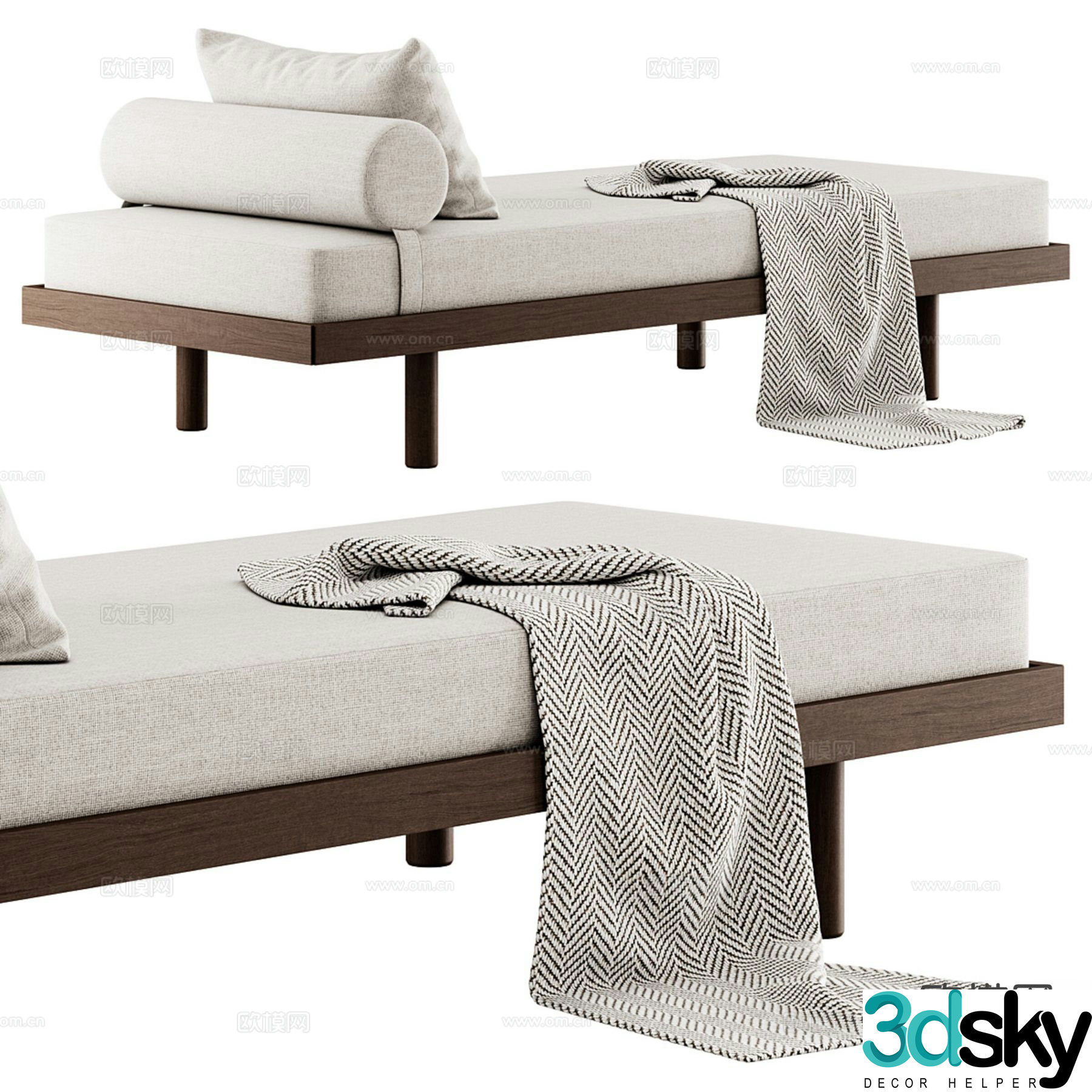 Modern footrest bedside stool 3d model