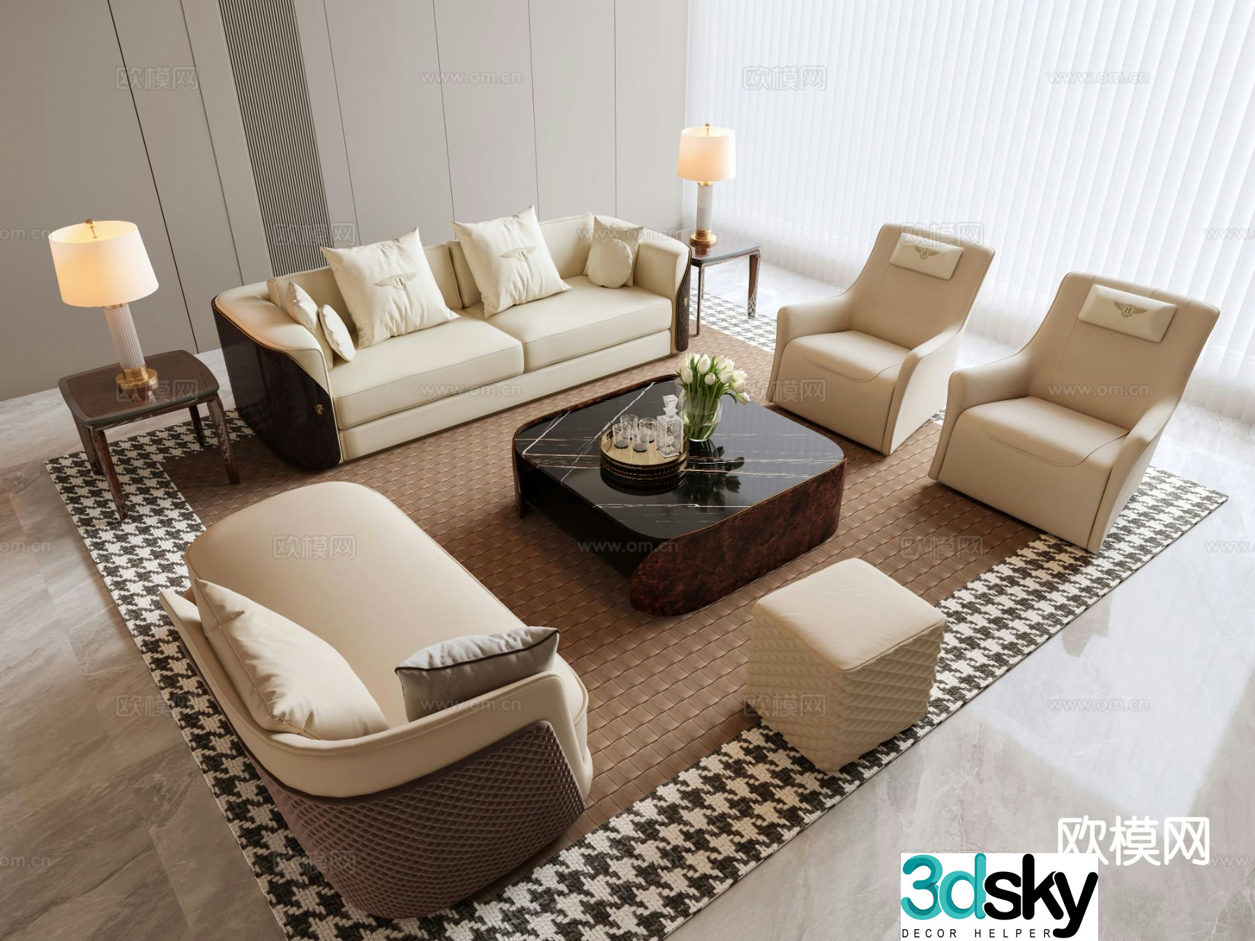 Modern sectional sofa 3d model