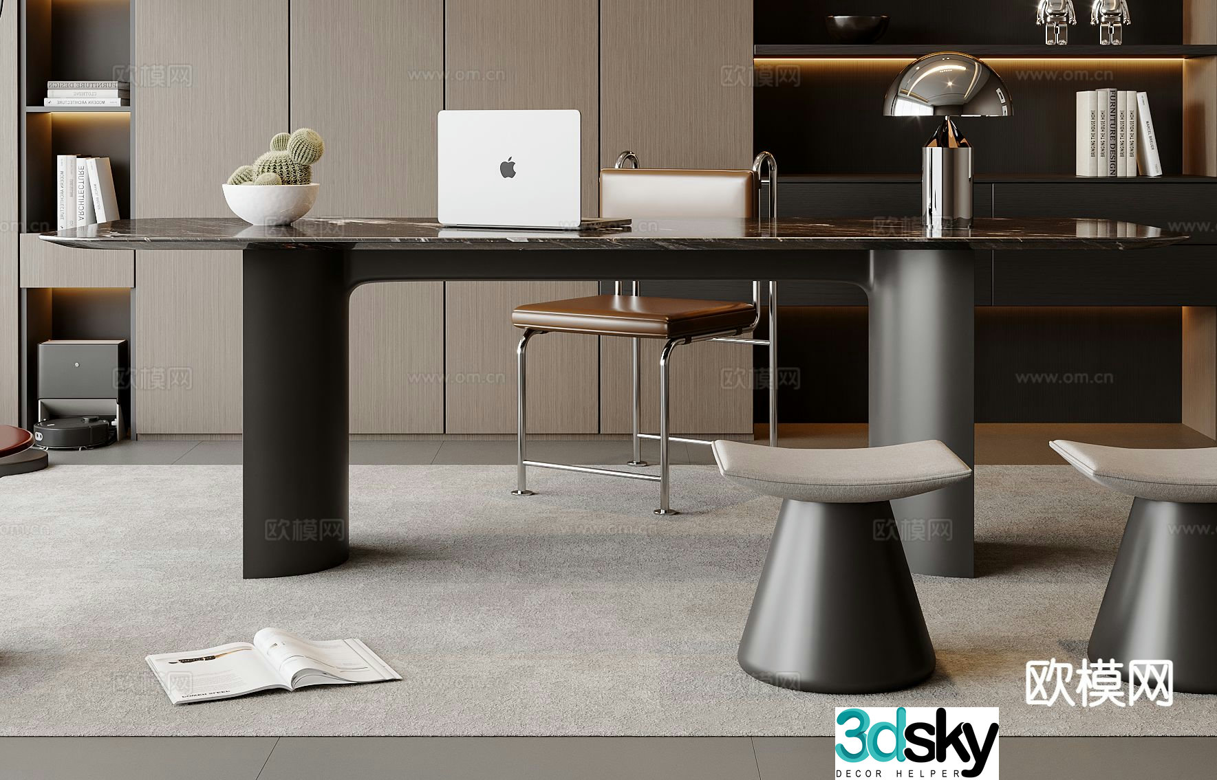 Italian desk writing desk 3d model