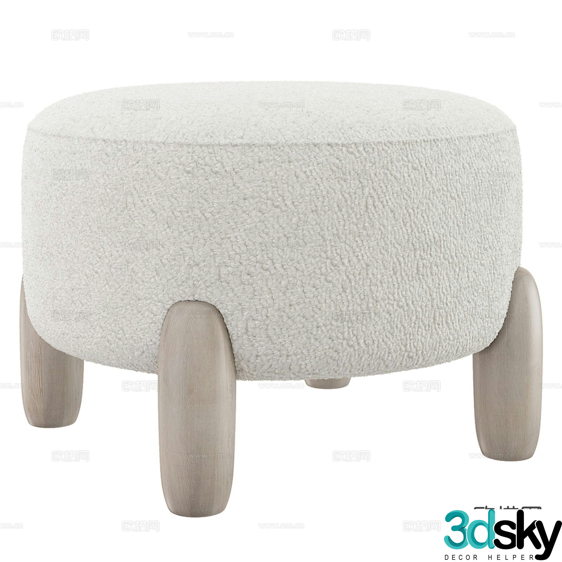 Plush stool sofa stool 3d model