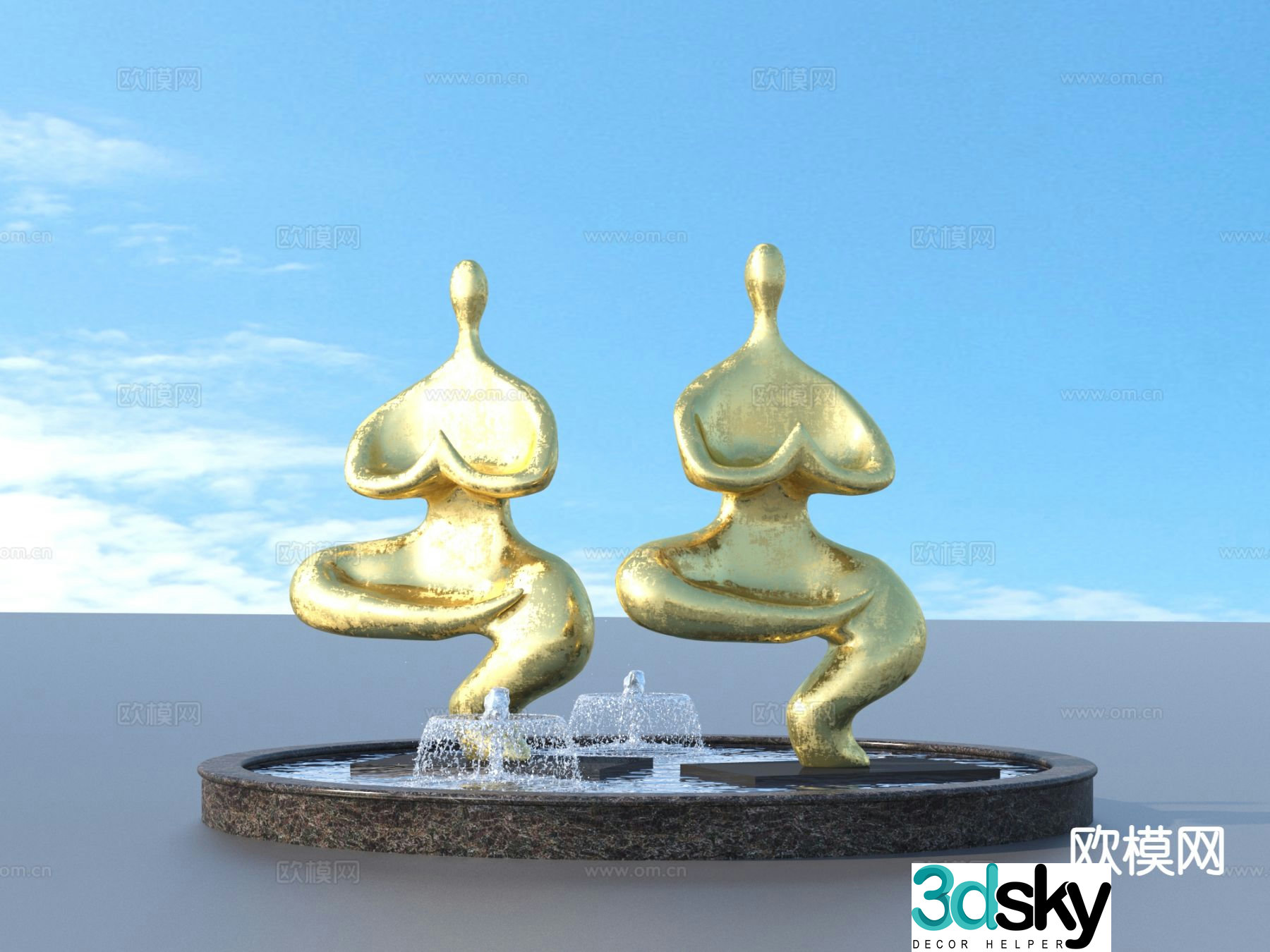 Urban sculpture water fountain landscape sculpture 3d model