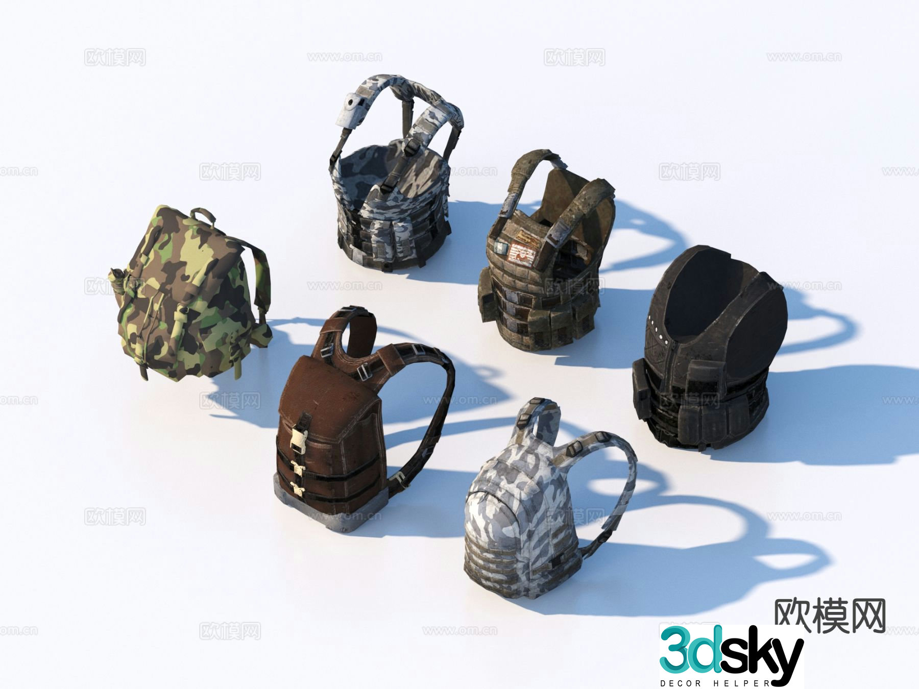 Body armor military bag military supplies 3d model