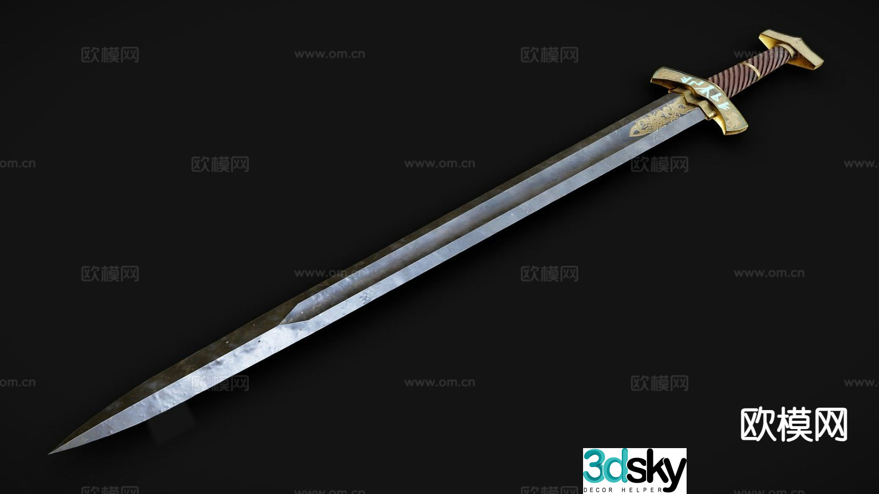 Fantasy Viking Sword Long Sword Cold Weapon 3D Model