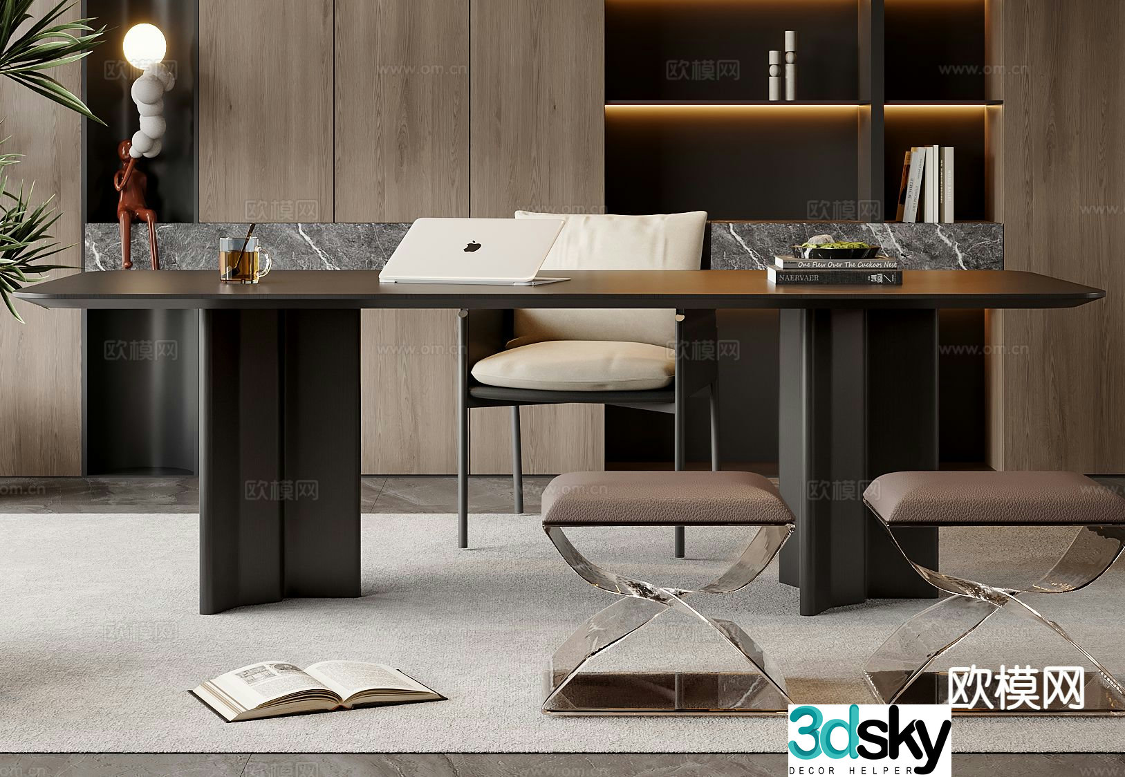 Italian desk writing desk 3d model