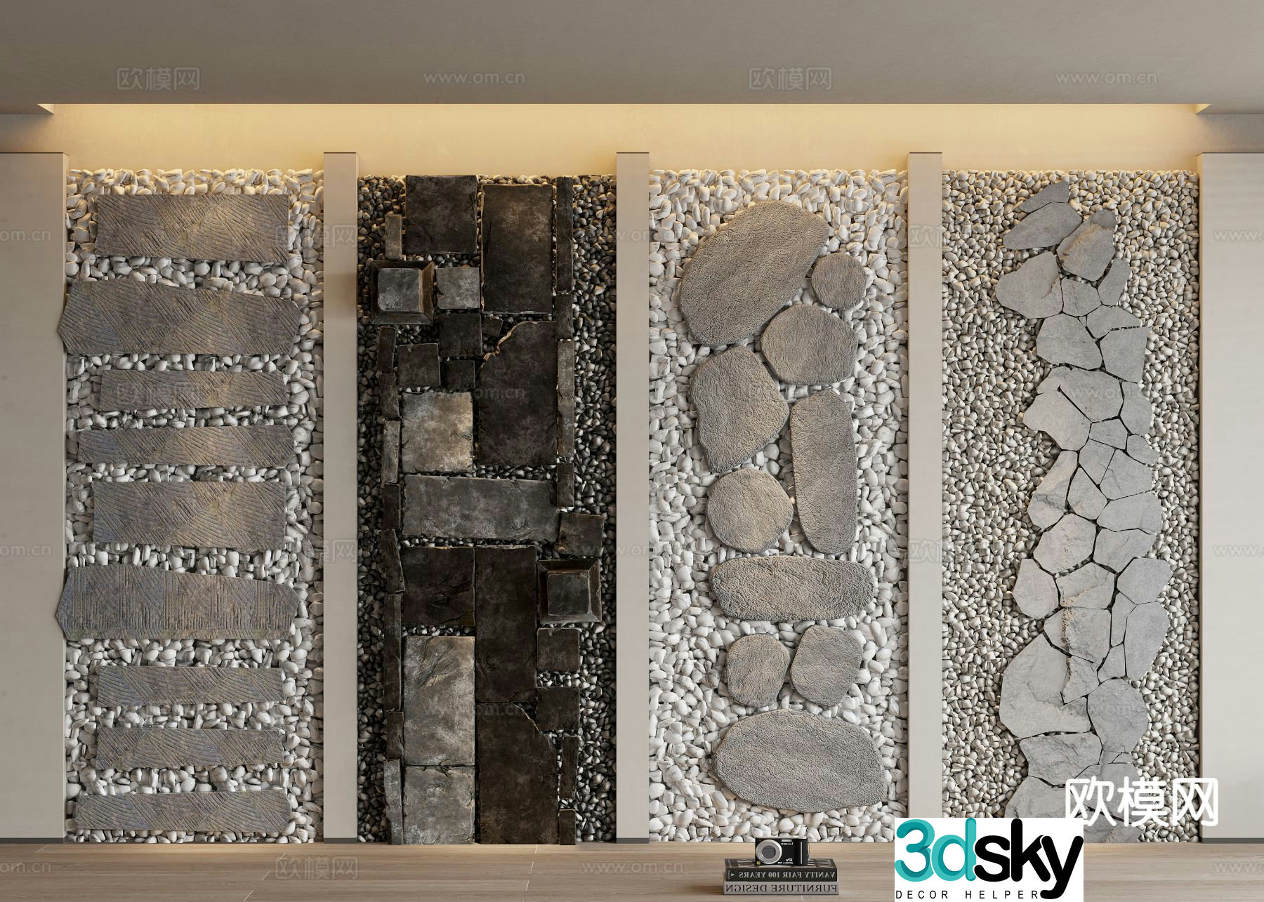 Stone road bluestone slab Tingbu 3D model