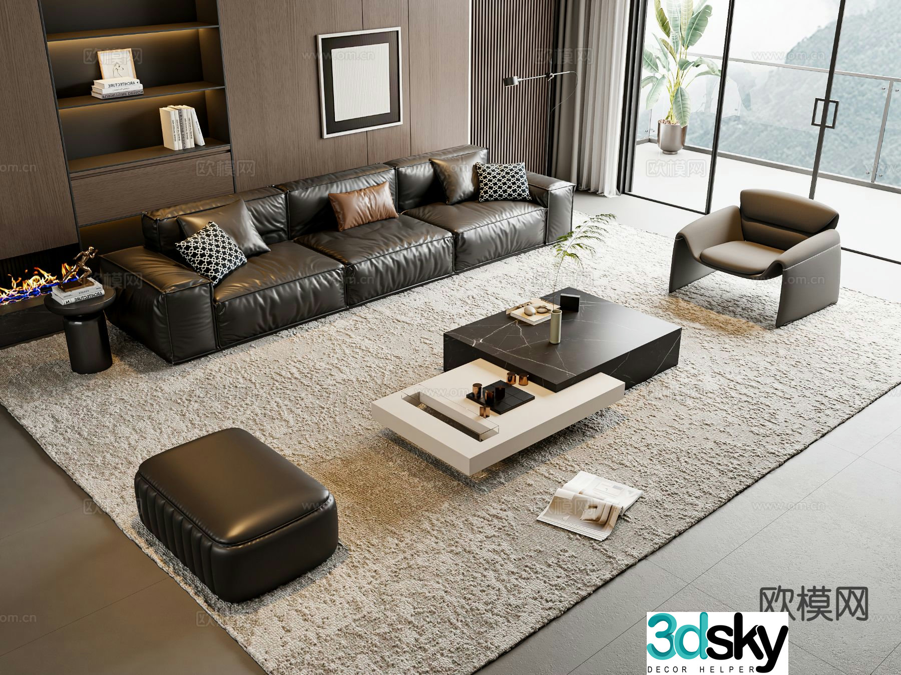 Modern sectional sofa 3d model