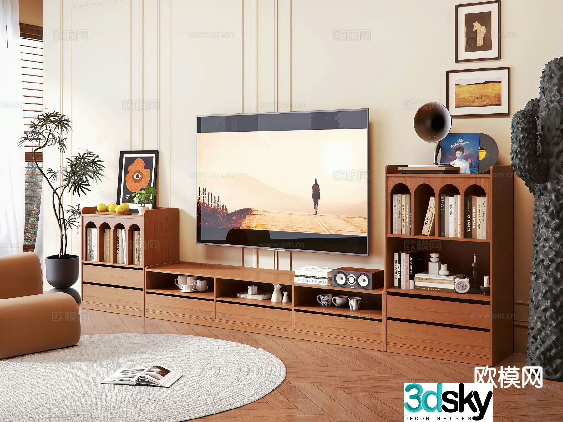 Medieval style TV cabinet 3D model