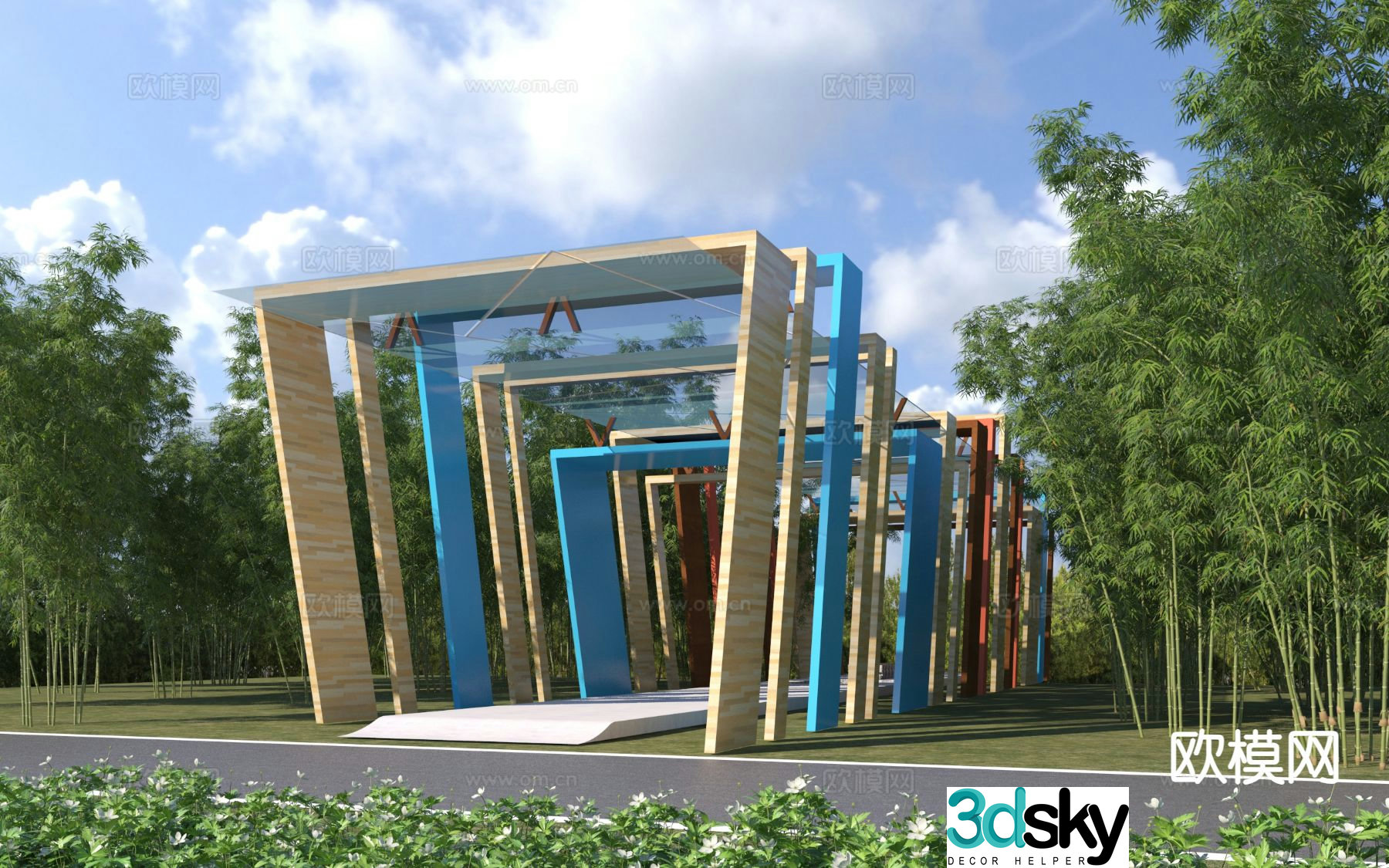 Modern gallery frame leisure gallery 3d model