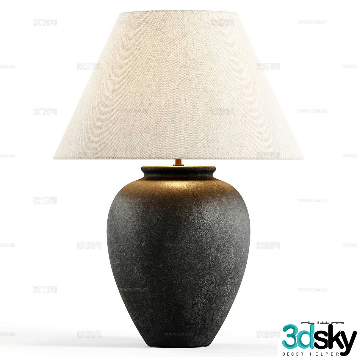 Kave Home wabi-sabi table lamp clay pot table lamp 3d model
