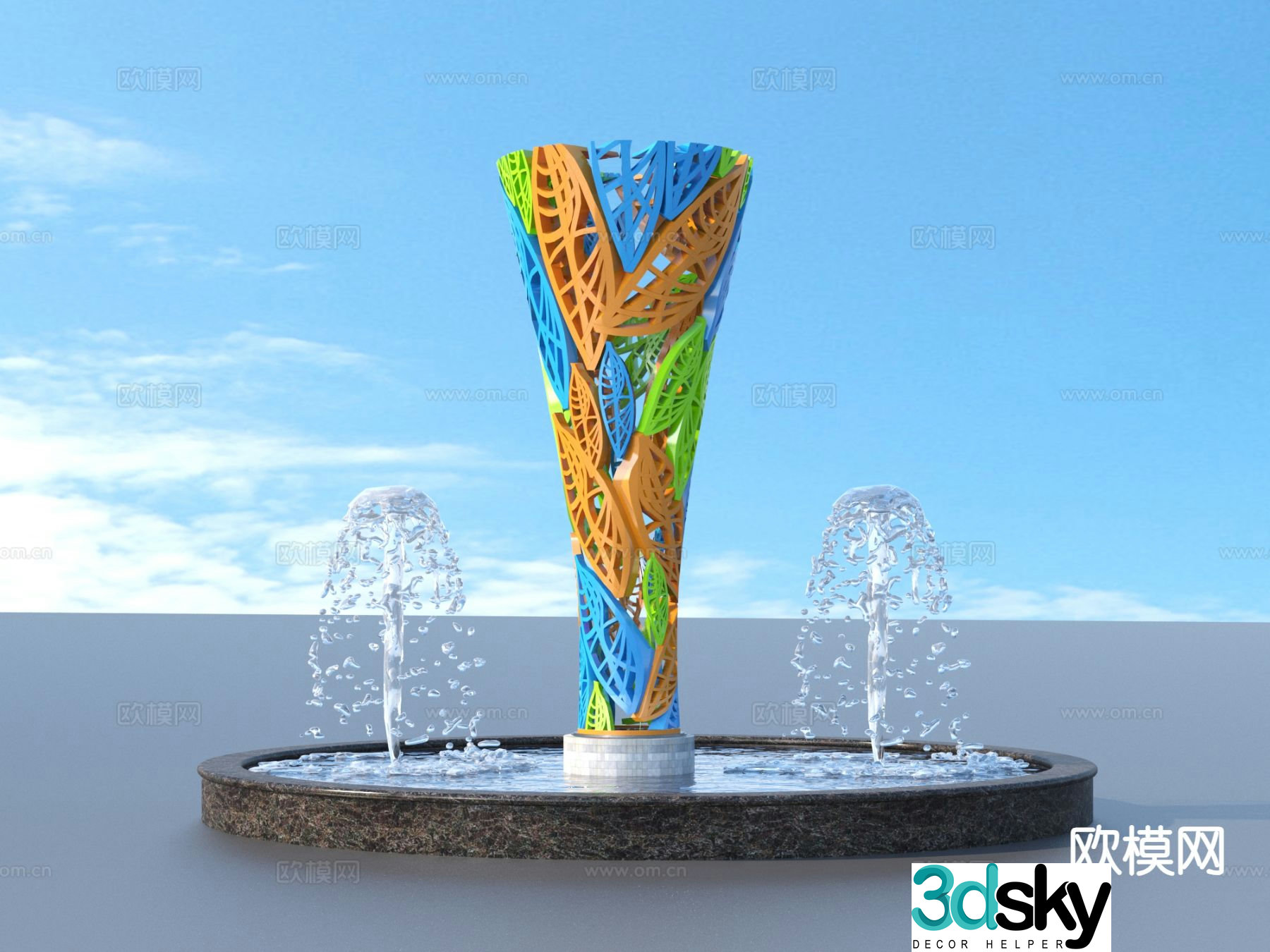 Urban sculpture water fountain landscape sculpture 3d model