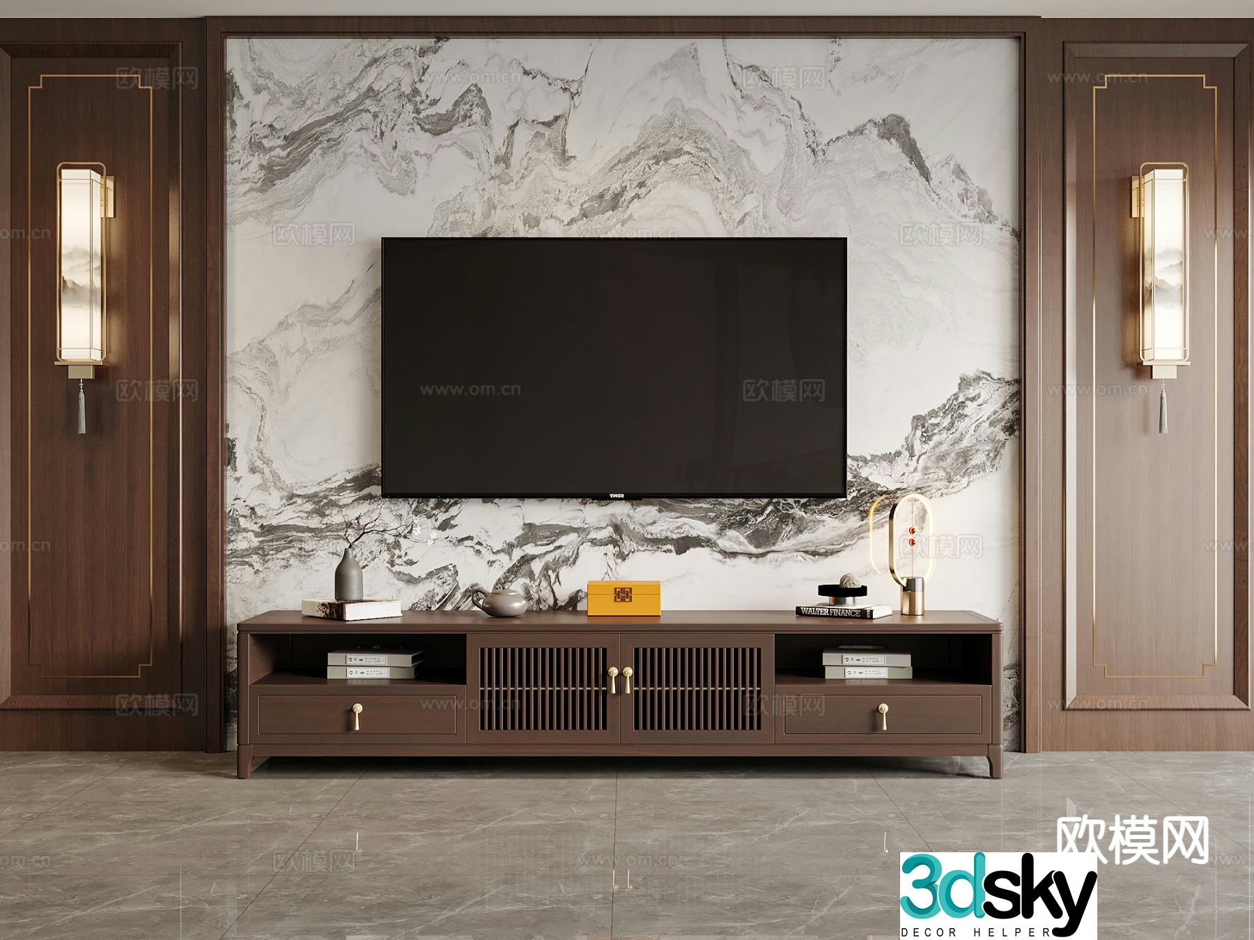 New Chinese style TV cabinet 3d model