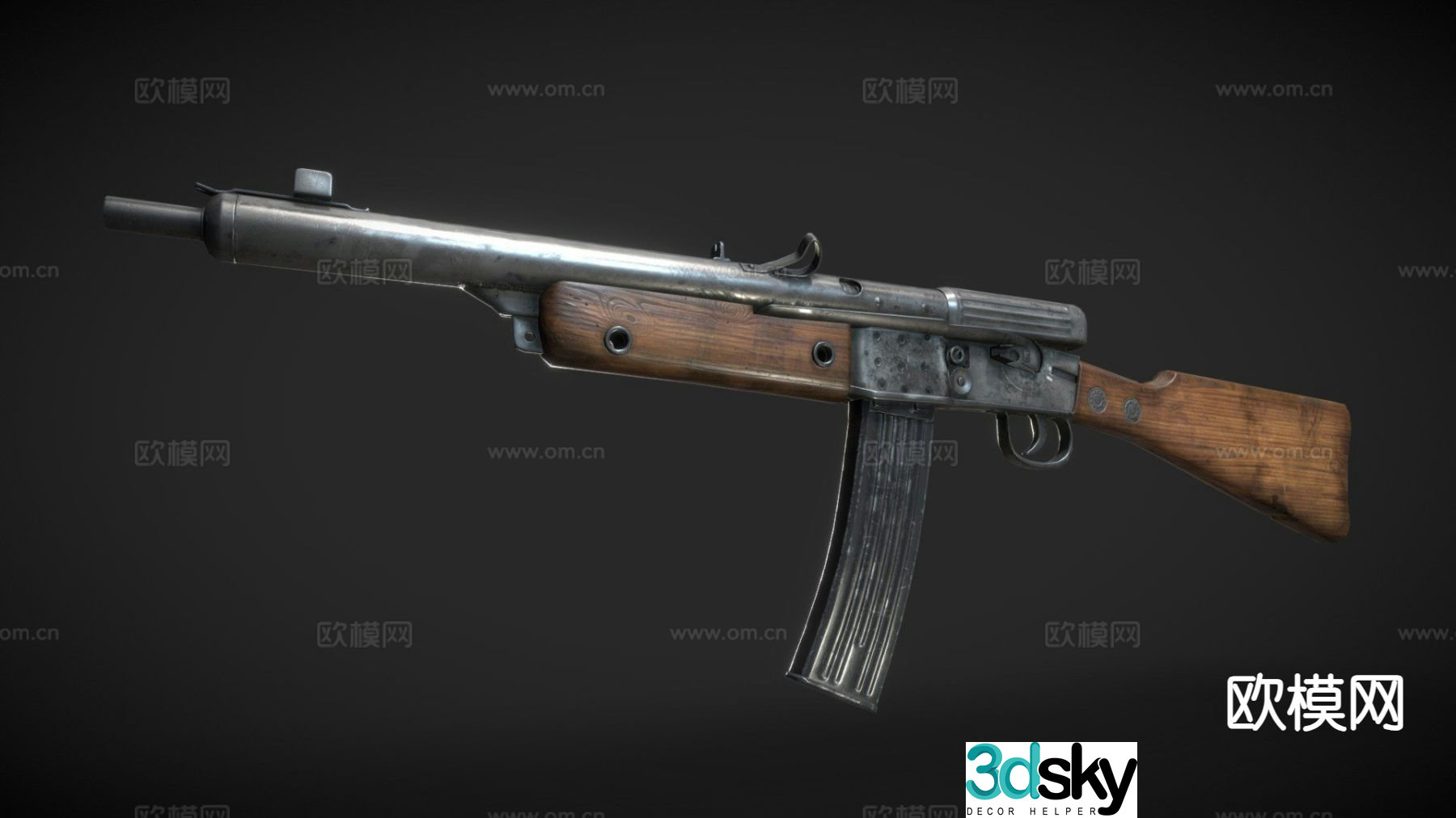 submachine gun military weapon 3d model