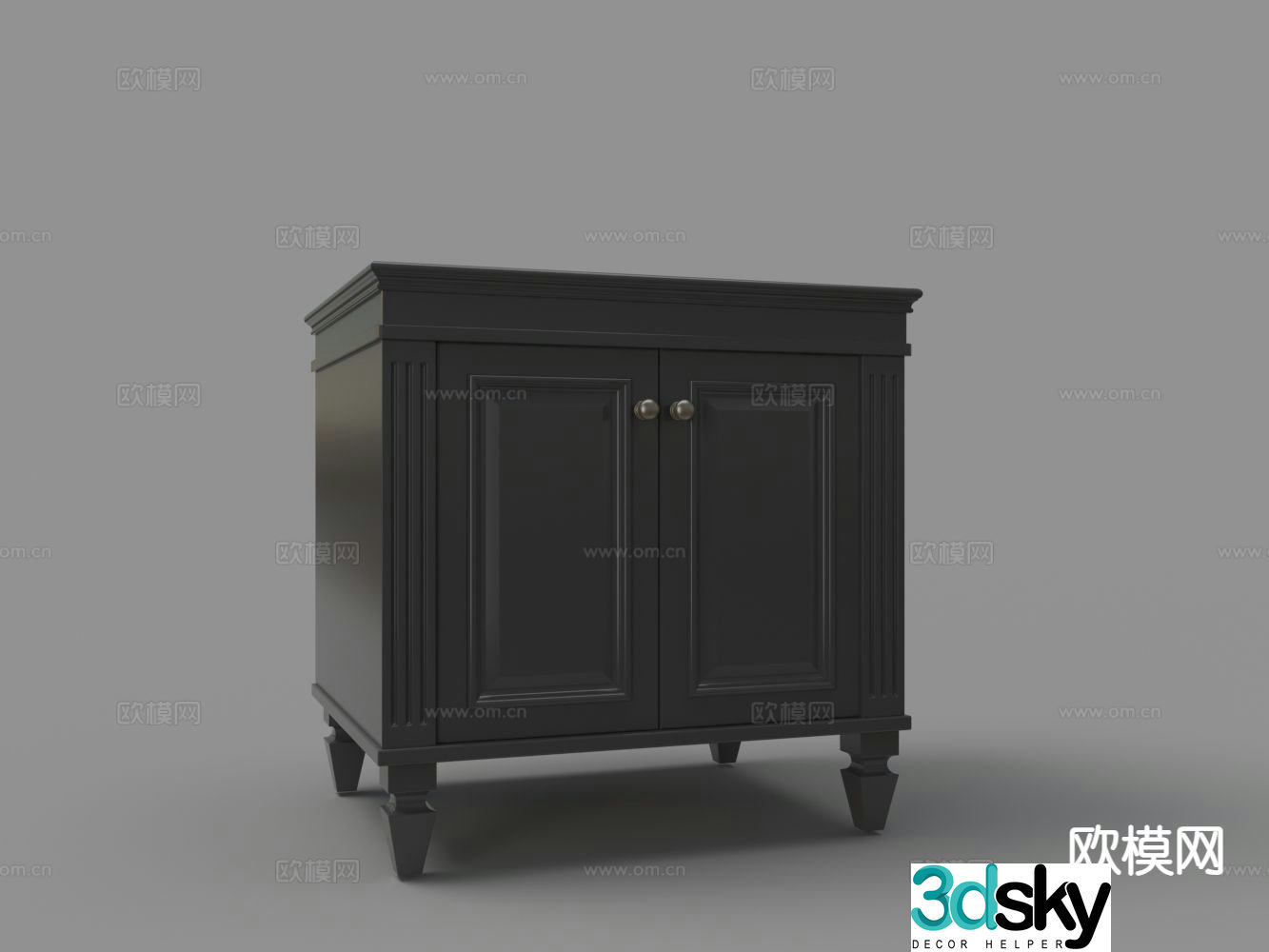 French bedside table black bedside table 3d model